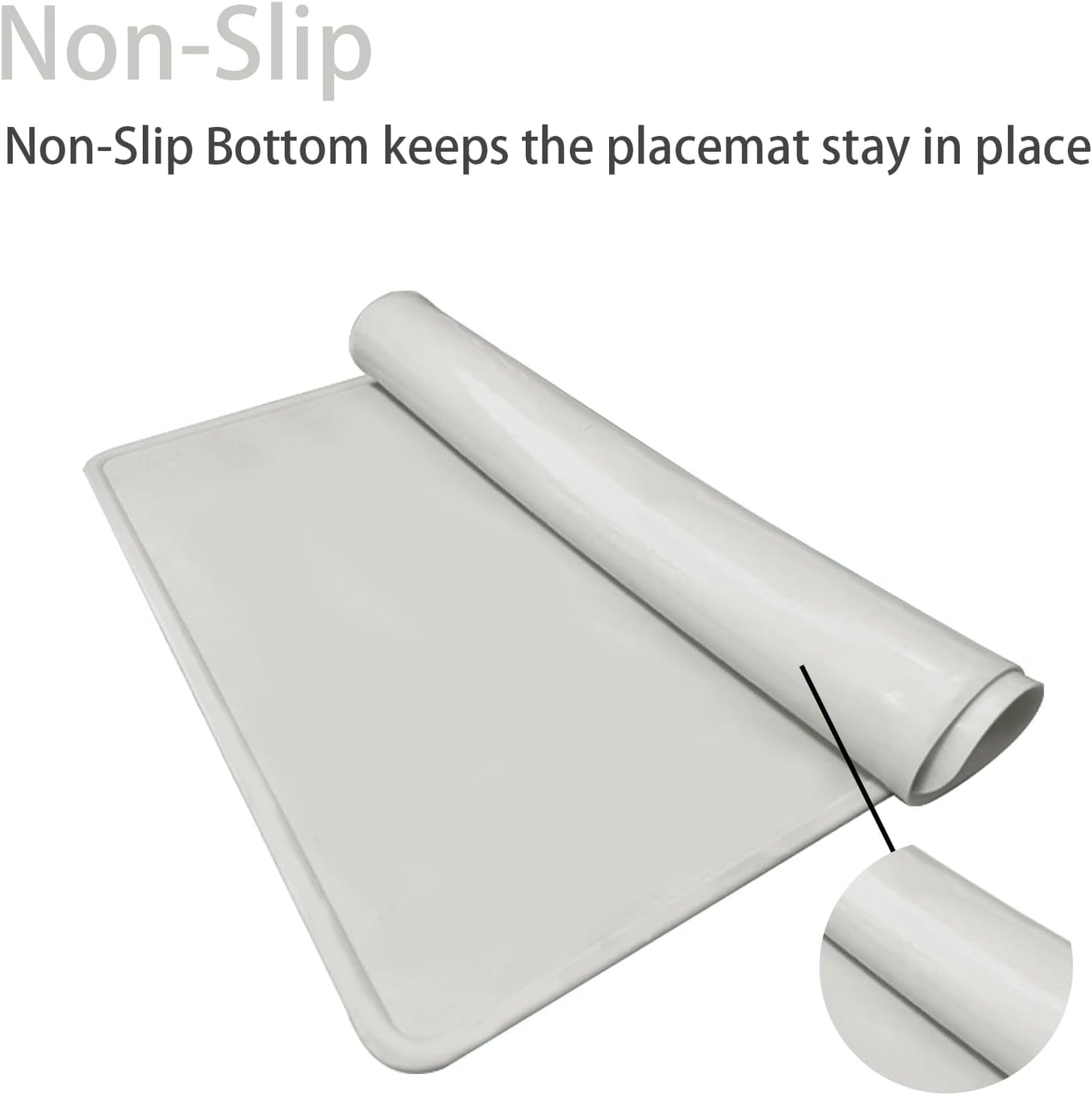 KVK Dog Water Mat 2-Pack 20×16in - Silicone Dog Mats for Food and Water, Non-Slip Pet Feeding Mat for Floors, Waterproof Cat Bowl Mats to Prevent Spills - Silver Gray & Cream