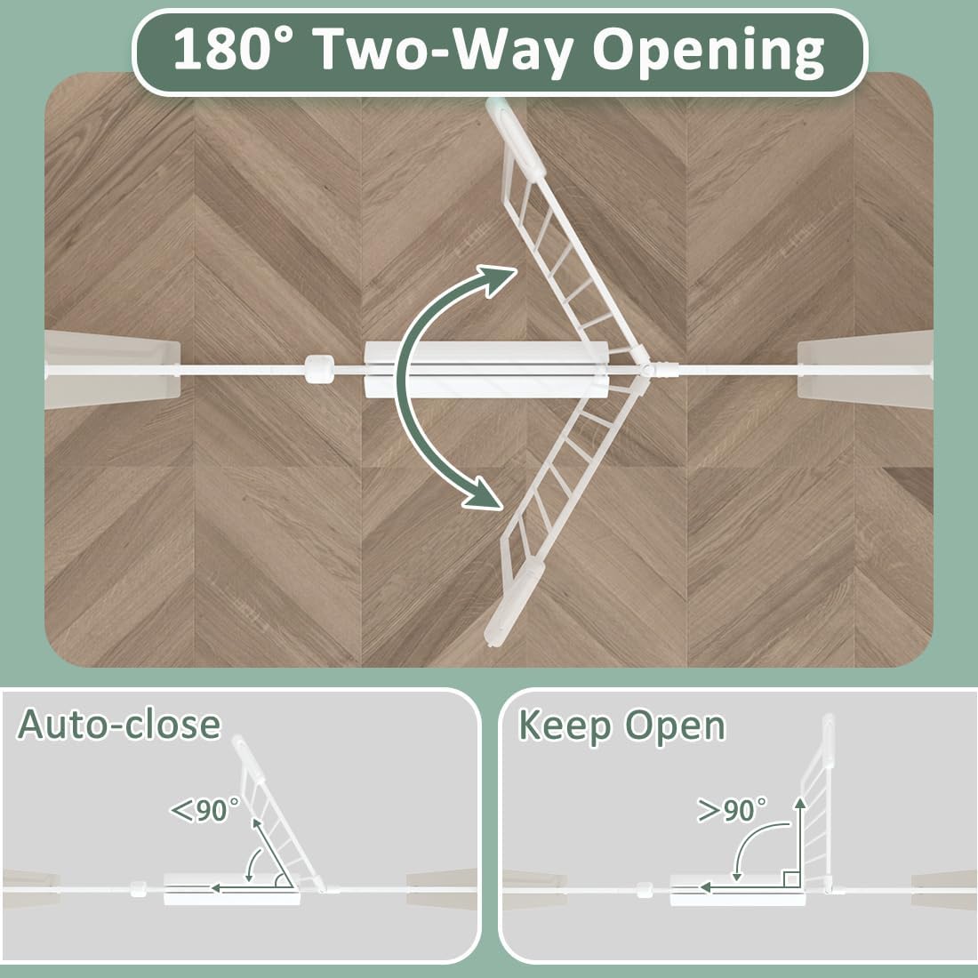 TSAYAWA Walk Through Baby Gate with Door, 62-67 Inch Wide Presure Mounted No Drill Metal Auto Close Child Gate for Stair Doorway - Indoor Outdoor Safty Gate for Toddler Dog Doggie, White