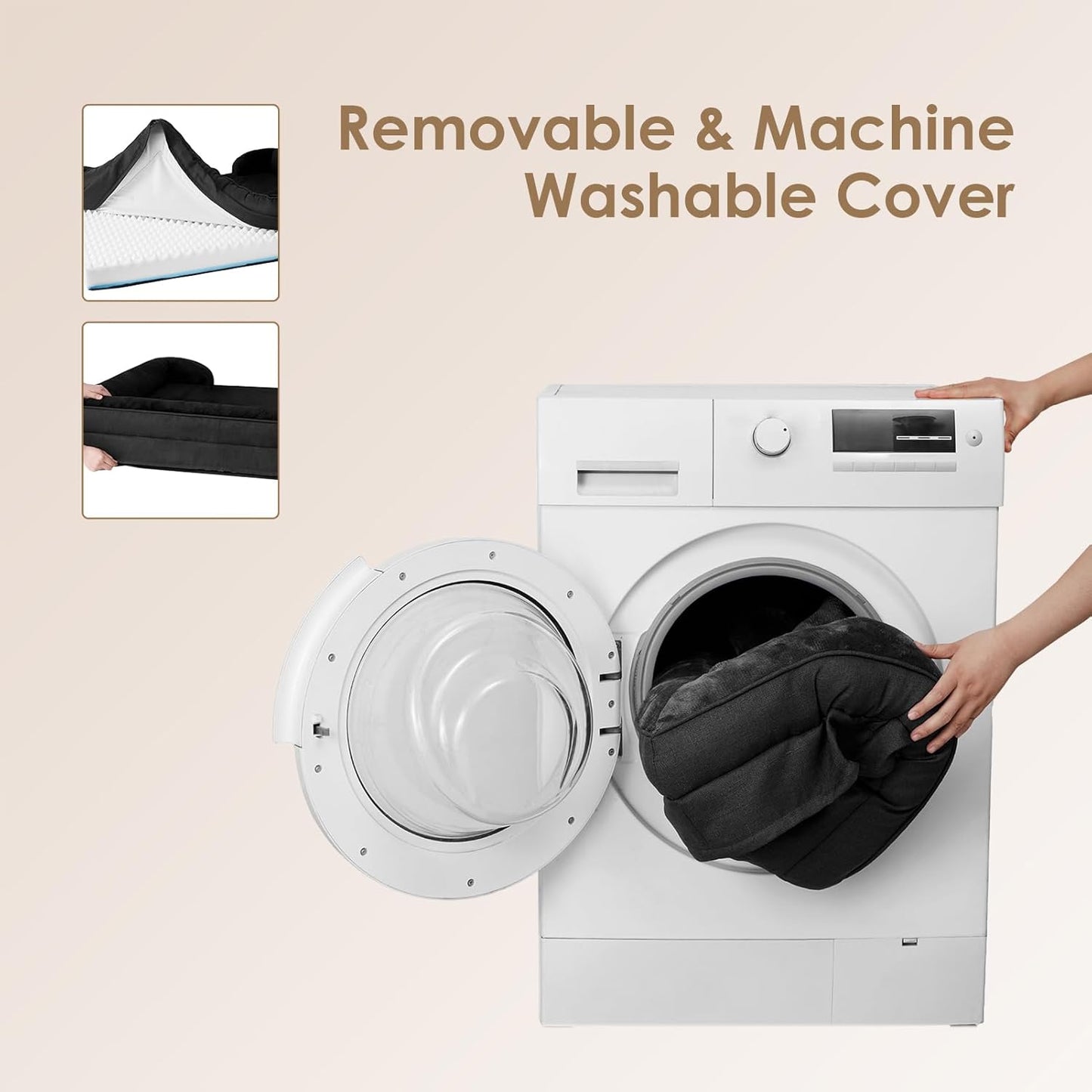 EHEYCIGA Orthopedic Dog Beds for Extra Large Dogs, Waterproof Memory Foam XXL Dog Bed with Sides, Non-Slip Bottom and Egg-Crate Foam Big Pet Couch Bed with Washable Removable Cover, Black