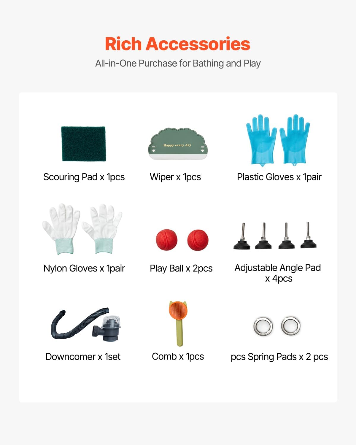 VEVOR Stainless Steel Dog Washing Station, 34 inch Pet Grooming Tub w/Faucet & Showerhead & Soap Holder & Play Balls Simple Dog Bathtub for Multiple Pets, Home Washing Sink