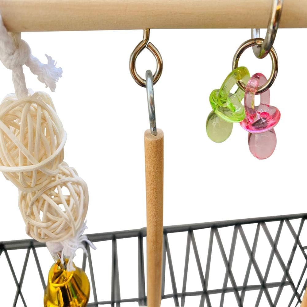 Hamiledyi Small Bird Playground Natural Wood for Top of Cage Bird Play Stand Bird Stands for Parrots Bird Perch Stand Bird Play Gym Bird Toys for Small Bird Parrot Cockatiel Love Birds Budgie