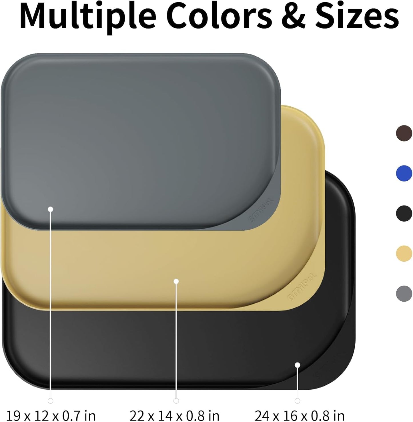 Silicone Pet Feeding Mat with Raised Edge & Residue Collection Pocket for Food and Water, Dog Bowl Mats, Cat Bowls Placemat with High Lip for Floor Waterproof, 22 x 14 x 0.8 Slate Blue