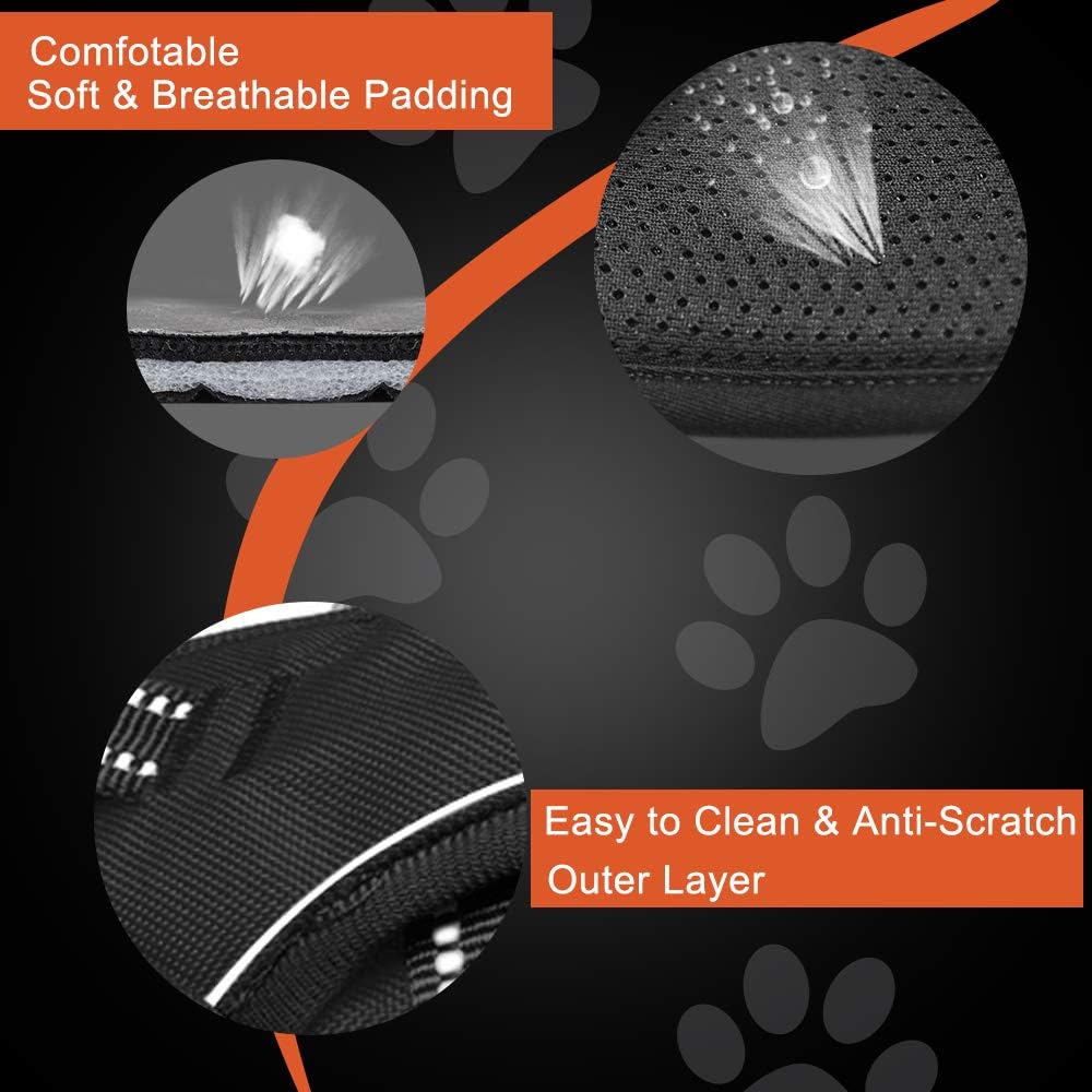 PHOEPET No Pull Dog Harness Medium Reflective Front Clip Puppy Vest with Handle,Adjustable 2 Metal Leash Attachment Hooks(M, Blue)