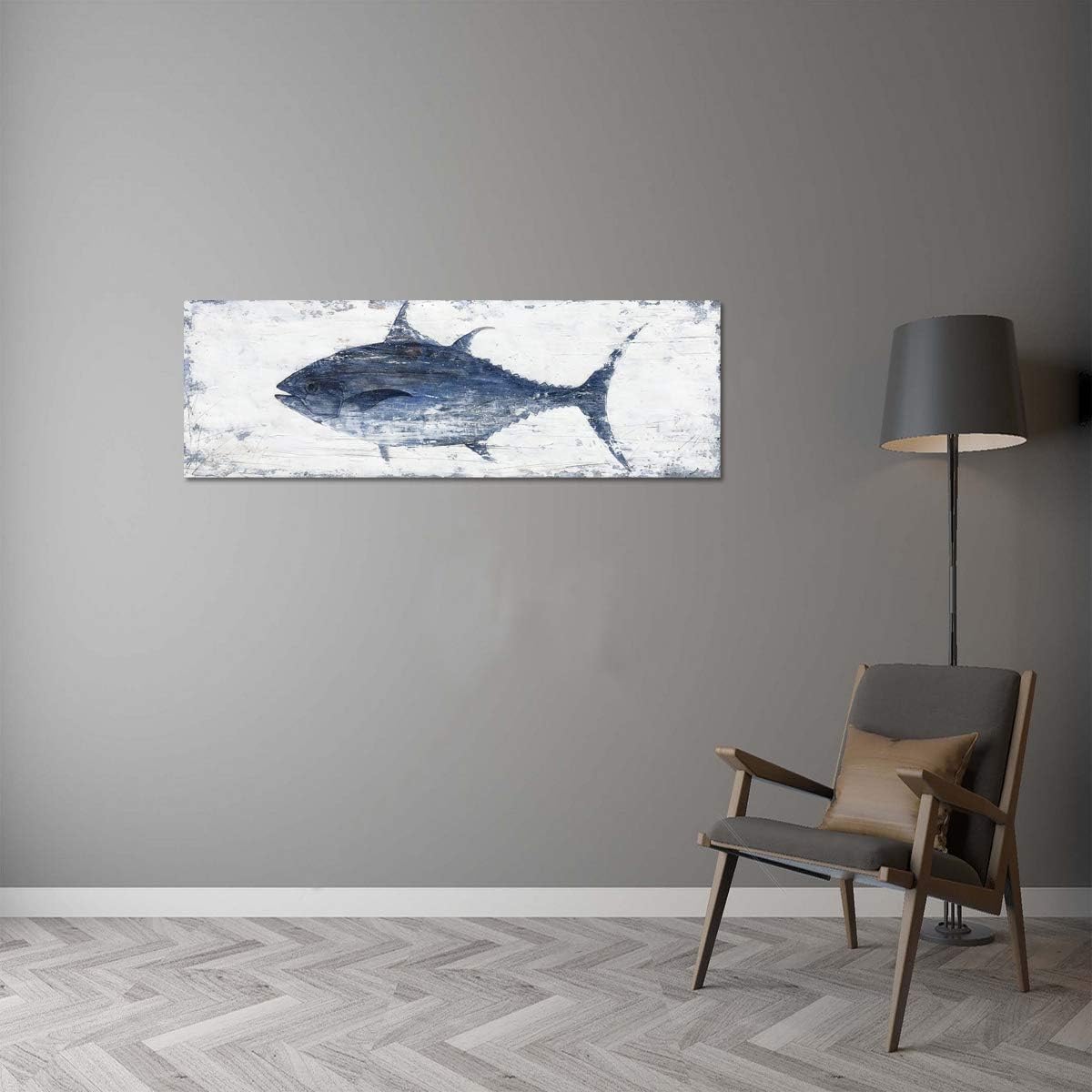 Yihui Arts Decor Abstract Fish Sealife Canvas Wall Art Prints Gallery Wrapped Ready to Hang for Coastal Bedroom Livingroom Office Wall Decoration