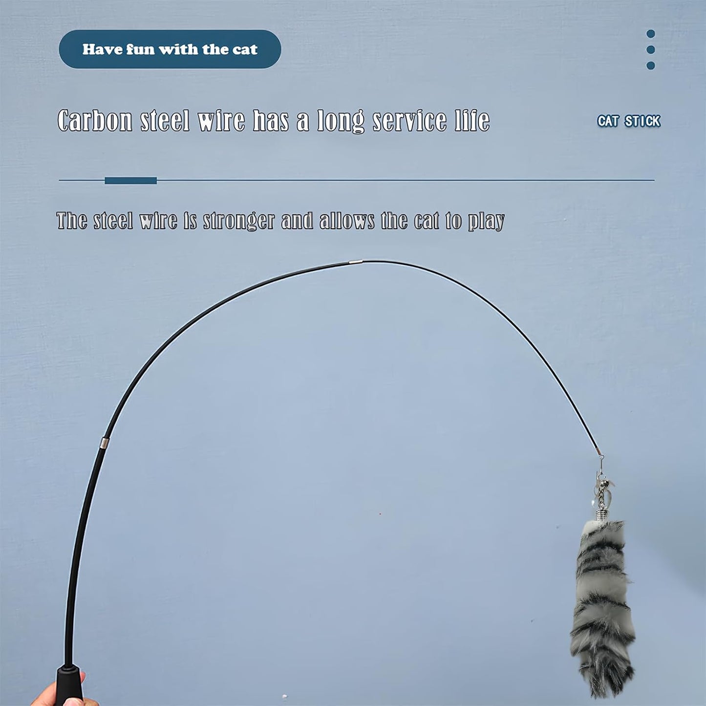 Interactive Cat Wand Toy with Cat Dancer, Retractable Feather Fox Tail Teaser for Indoor Cats, Enrichment Play Kittens to Senior Cats(Arctic White)