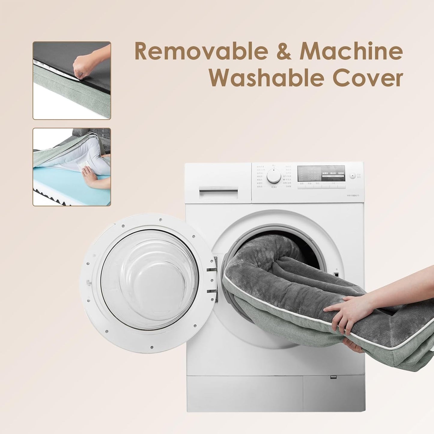 EHEYCIGA Orthopedic Dog Beds for Extra Large Dogs, Waterproof Memory Foam XL Dog Bed with Sides, Non-Slip Bottom and Egg-Crate Foam Big Pet Couch Bed with Washable Removable Cover, Greyish Green