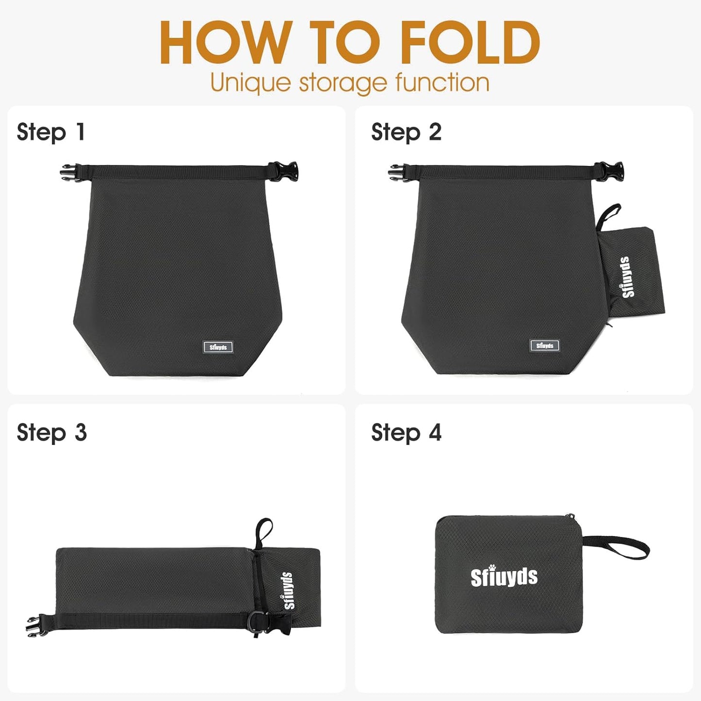 Pet Food Storage Bag,Dog Food Travel Bag with 2PCS Collapsible Dog Travel Bowls,Waterproof Kibble Storage Container for Road Trips, Camping (Black, Small)