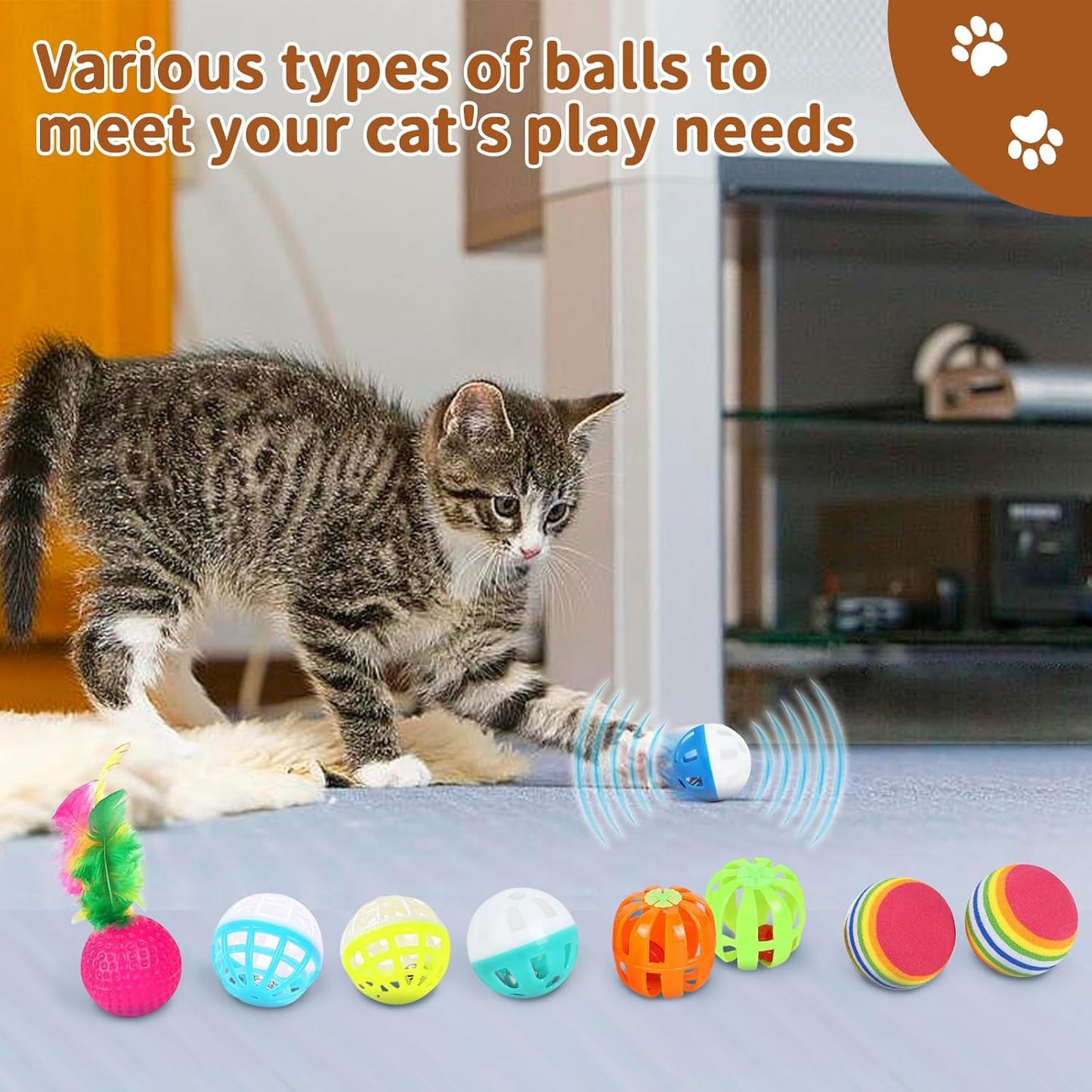 iCAGY 25-Piece Cat Toys Kit with Rainbow Tunnel - Interactive Cat Toy Bundle for Indoor Cats, Kitten Playtime Variety Set Includes Feather Teaser, Springs, Balls, Mice & Noise Toys