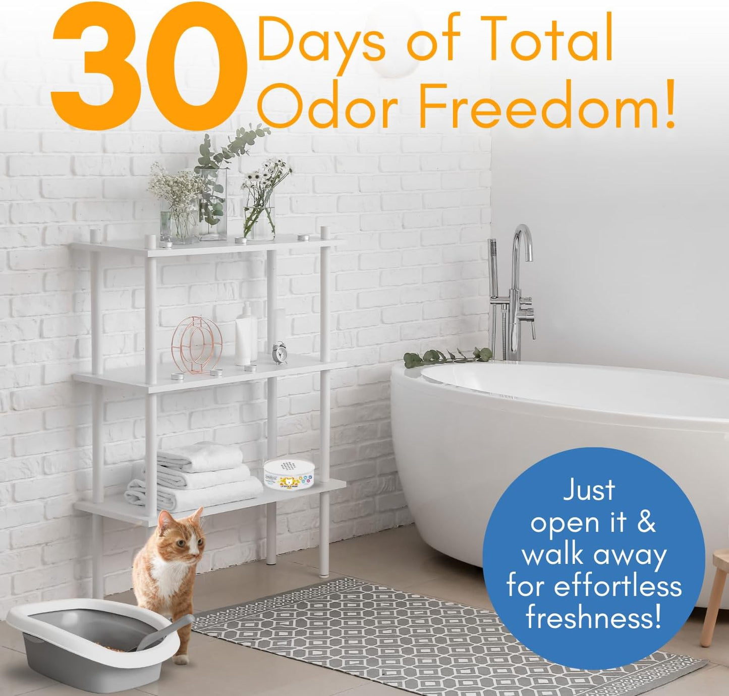 Cat Litter Deodorizer Jar (Orange Scent, 16 Oz, Pack of 2) - Cat Litter Odor Control Gel In A Jar - Cat Litter Box Pet Air Freshener - Litter Odor Eliminator to Freshen Air