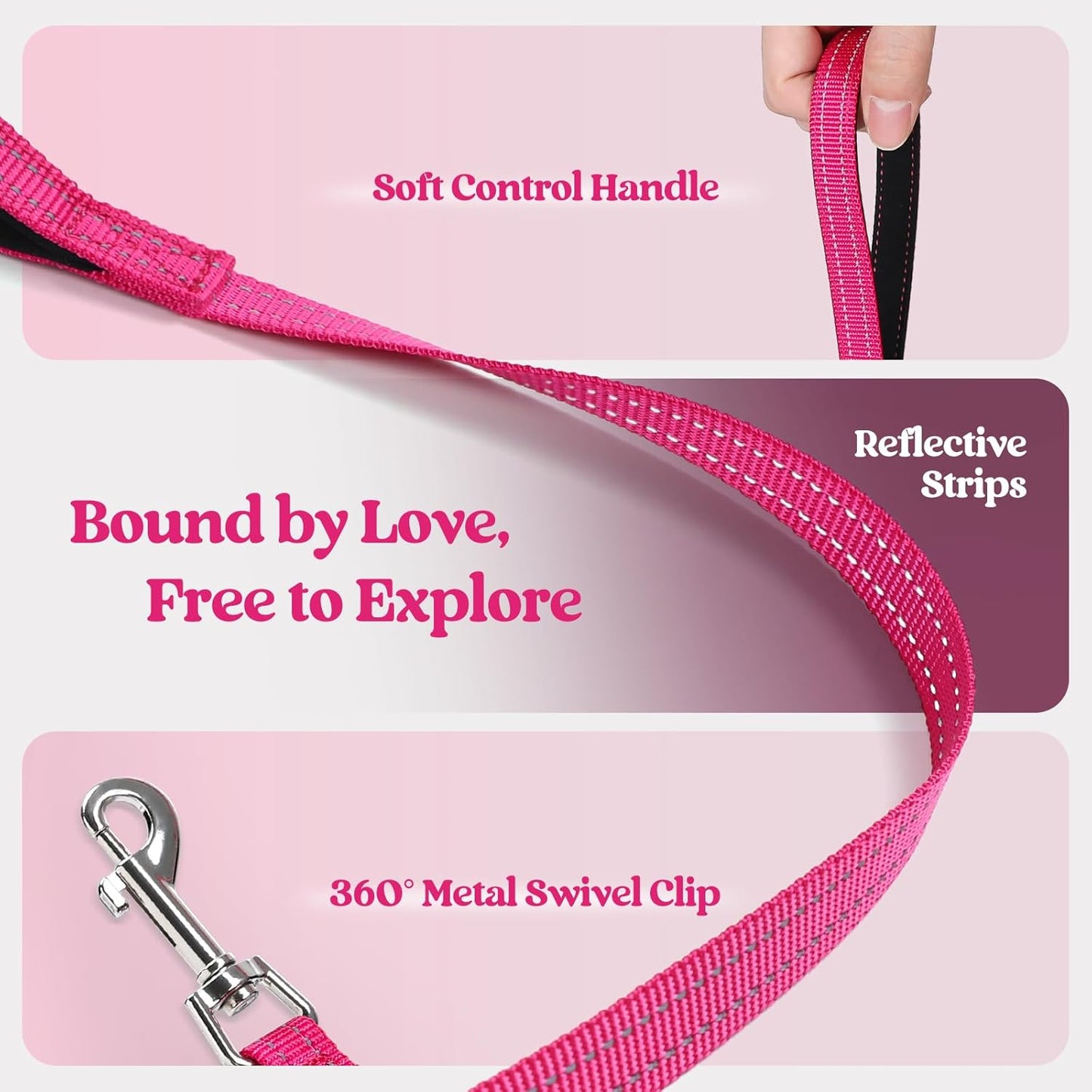 rabbitgoo Dog Harness Small Sized and Leash Set, Step in Soft Light Puppy Vest, Breathable Mesh Pet Harness, Reflective for Safe Easy Walking, Rose Red M