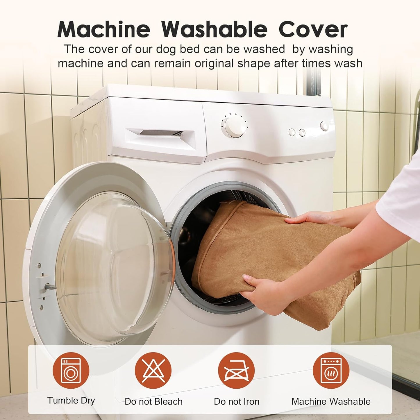 Upgraded Large Dog Bed, 3" Memory Foam with Waterproof Liner, Chew Resistant Microsuede Cover, Removable and Washable, for Indoor, Outdoor, and Car Use, Nonskid Base, 41x27 Inches XL Khaki