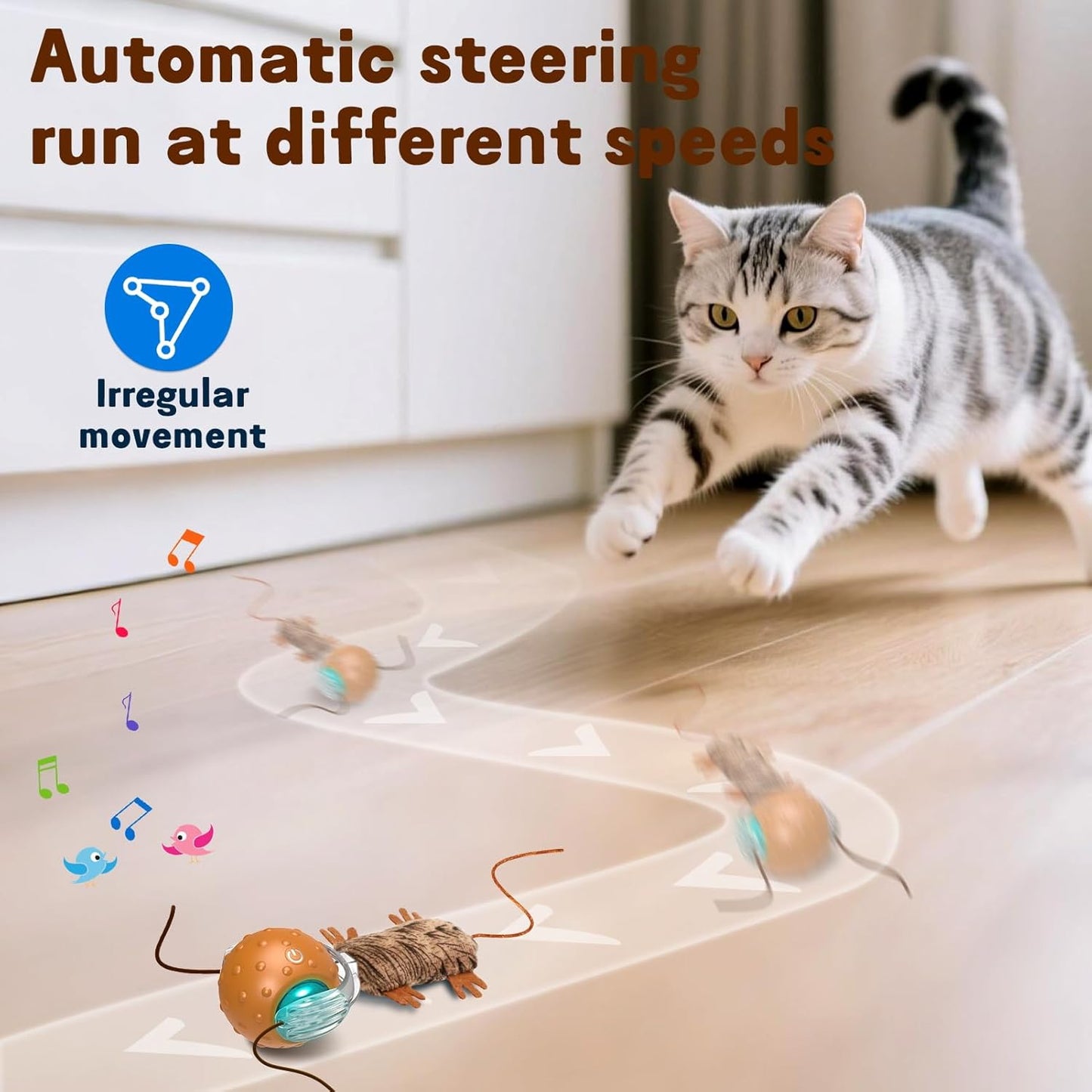 Interactive Cat Toy Ball - Automatic Interactive Cat Toy Designed by Mice, A Mobile Cat Ball, Boring Indoor Cat Toys