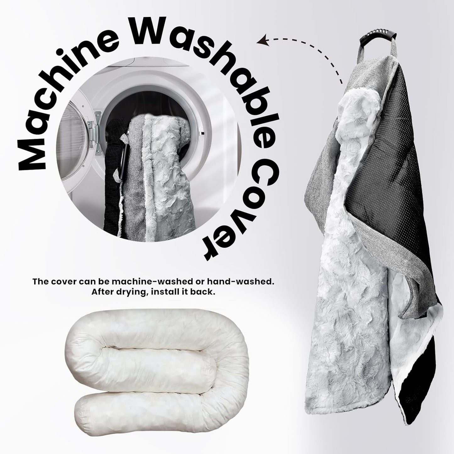 Calming Dog Couch Bed for Large Dogs, 41 x 37 inch Waterproof Removable Pet Mat Couch Cover for Furniture Protector, Non-Slip Fluffy Pelsbarn Dog Bed for Couch, Sofa, Outdoor - Tie-Dye Grey