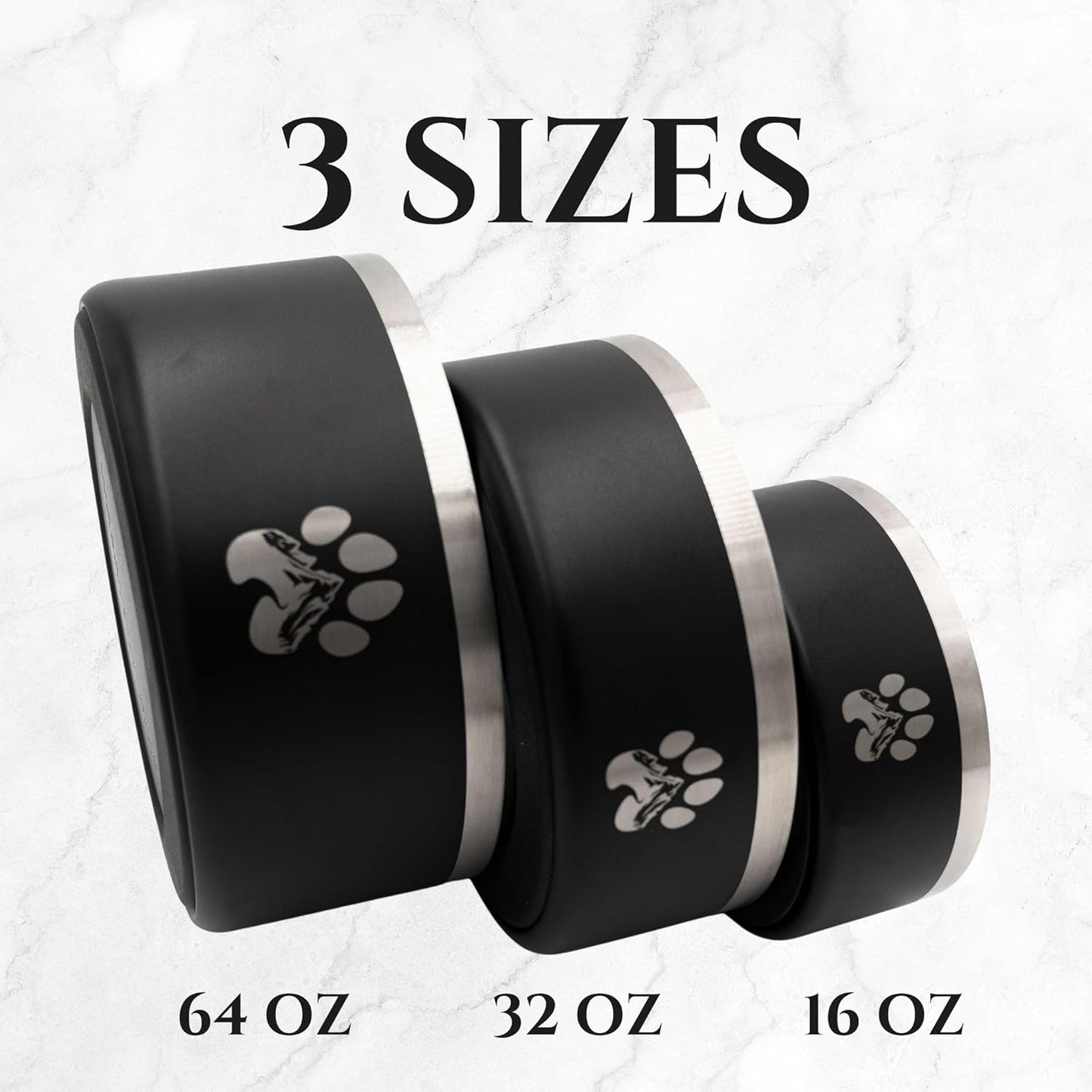 Stainless Steel Dog Bowl for Small-Large Dogs | Double Wall Insulated, Non-Slip Base Heavy Duty Water and Food Bowls for Dogs & Cats | Pet Safe BPA Free & Dishwasher Safe | 64 Oz - White