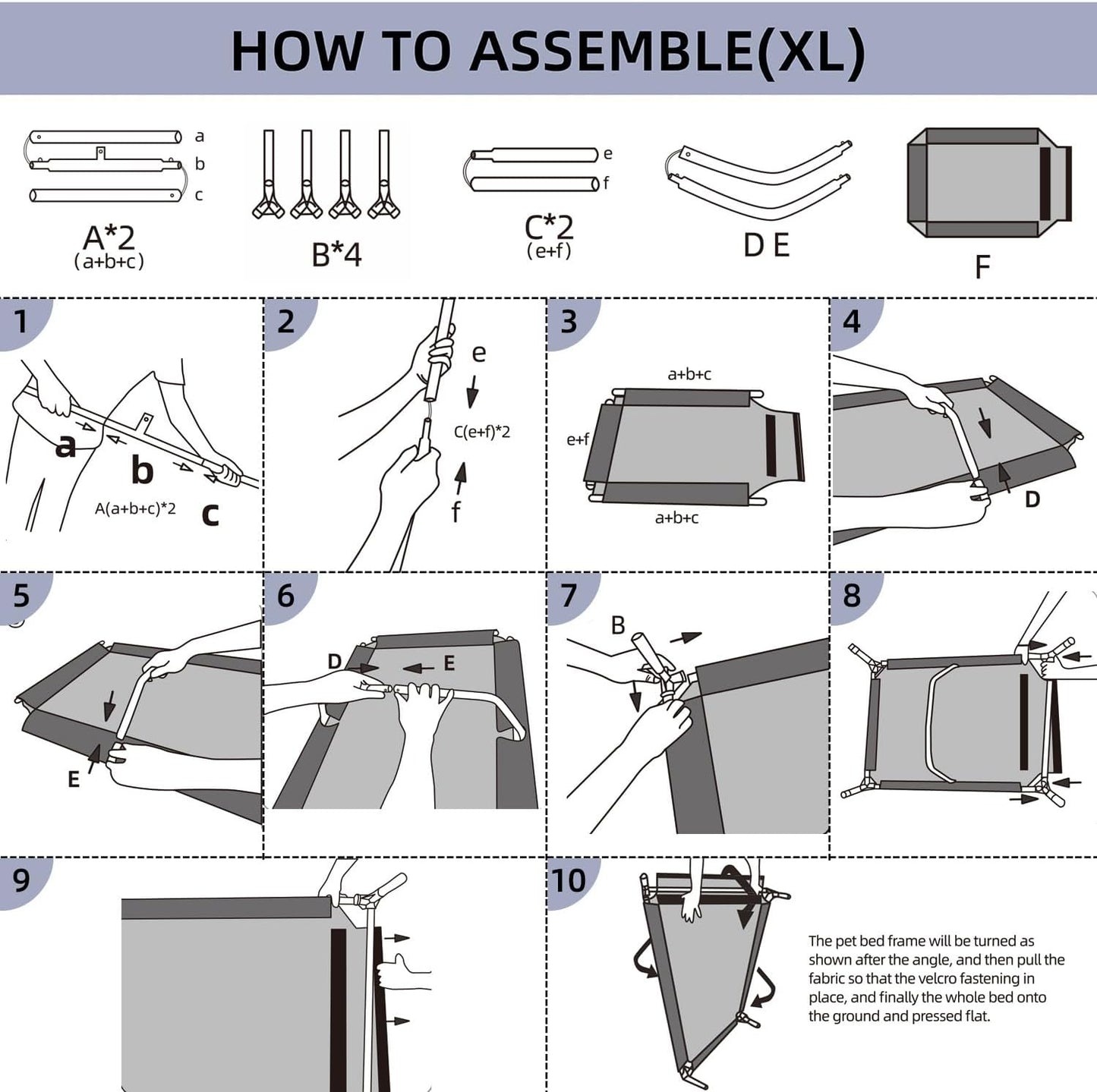 pettycare Elevated Outdoor Dog Bed - Dog Cots for Large Dogs XL, Heavy Duty Raised Cot Waterproof, Cooling Pets Bed with Washable Durable Teslin Mesh and Non Slip Feet, 49 Inches, Black