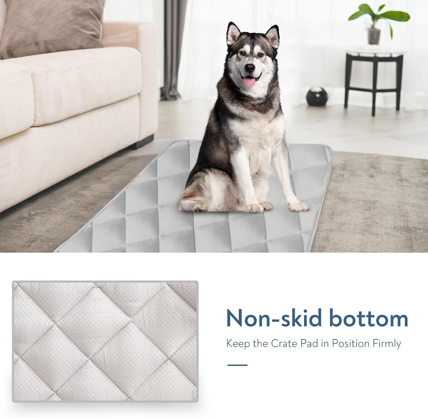 Magik & Kover Dog Crate Pad 2 Pack (36" x 23"), Soft Dog Crate Mat with Anti-Slip Bottom, Machine Washable Kennel Pad, Fits 36 Inch, Grey