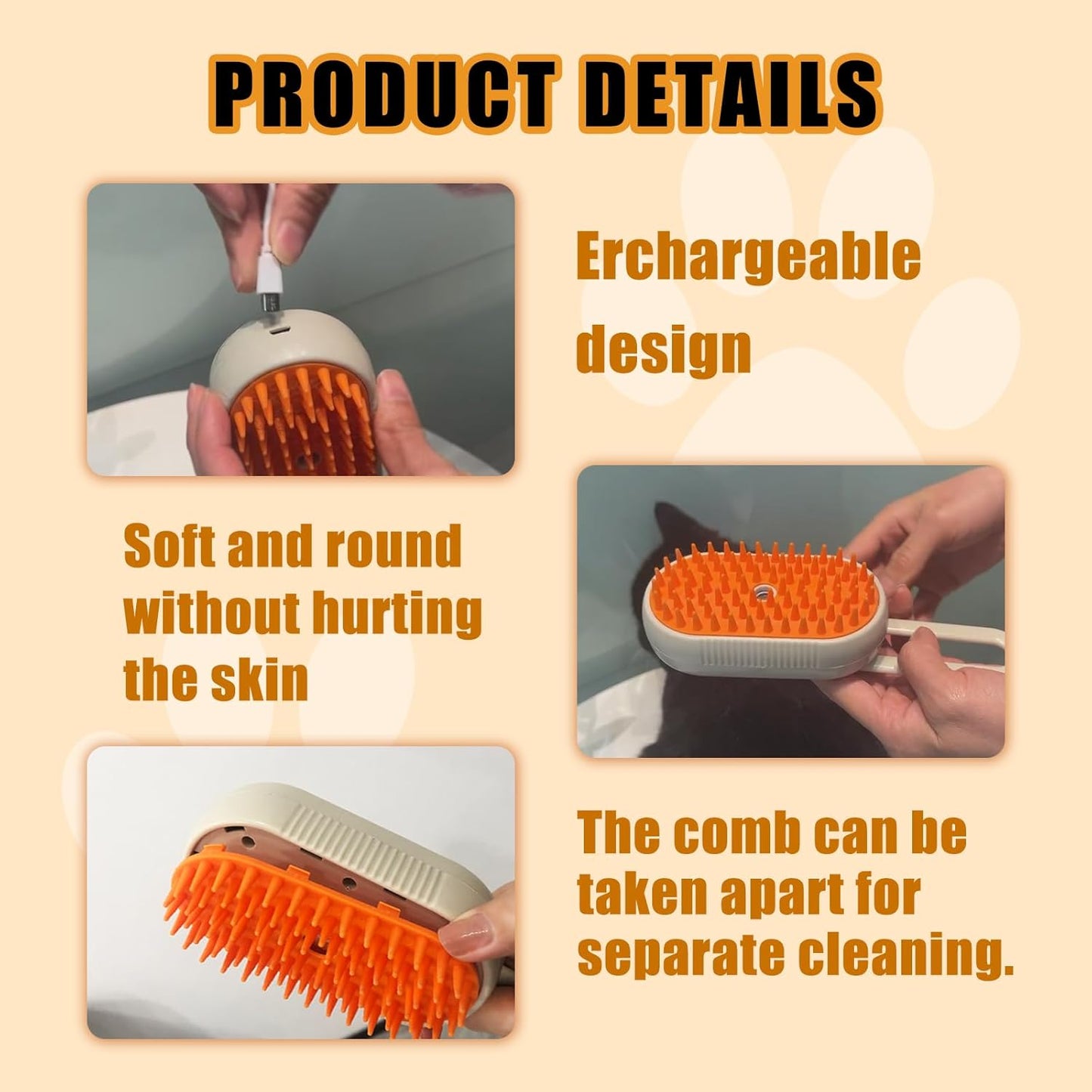 Steam Brush for Cats Dog Steam Brush,3 in 1 Pet Grooming Comb for Shedding,1PCS