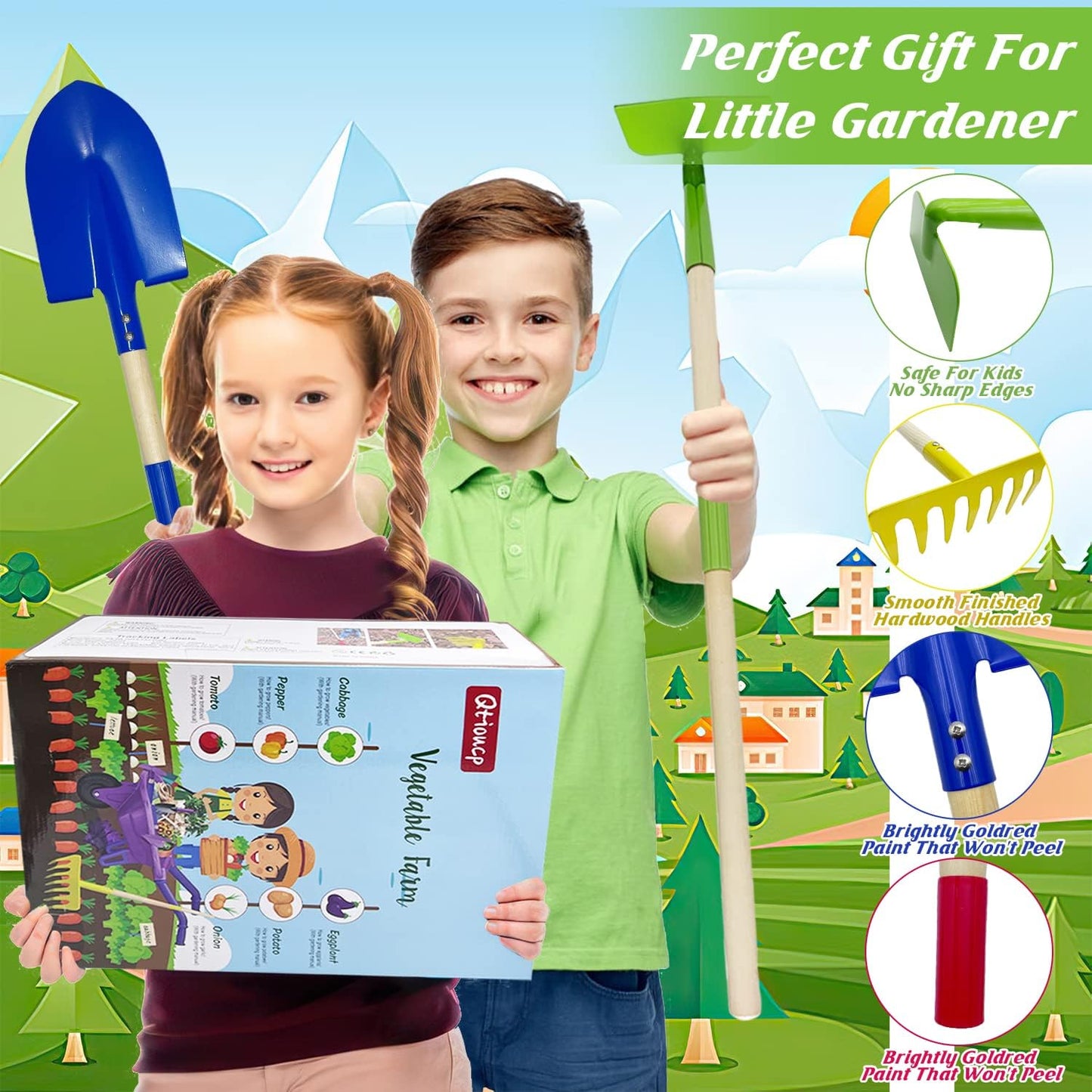 Kids Gardening Tools Outdoor Toys Set Backyard Play with Wheelbarrow Educational STEM Learning Pretend Toys Outdoor Indoor for Toddlers Kids Boys Girls