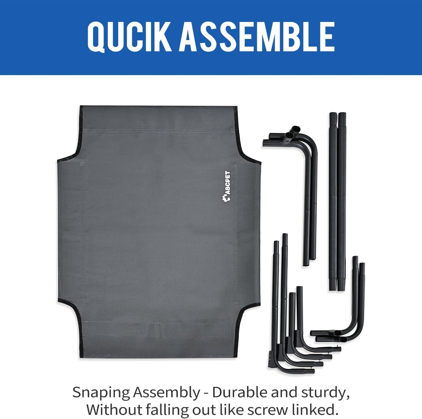 Cooling Elevated Dog Bed, Raised Outdoor Dog Bed Waterproof Pet Beds Cots Stable and Easy Assembly, Teslin Fabric with 1.2mm Thick Iron Frame, Breathable, Ultra-Sturdy,Grey,32 * 25.2 * 7.1