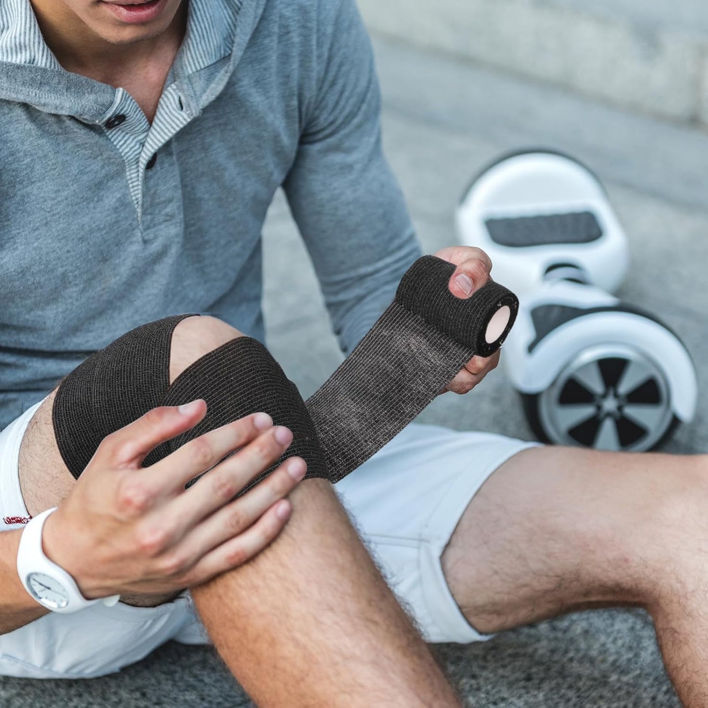 Treela 36 Pcs Self Adherent Bandage 3" X 5 Yard Wrap Breathable Cohesive Bandage Elastic Adhesive Tape for Stretch Athletic Sports Wrist Ankle(Black)