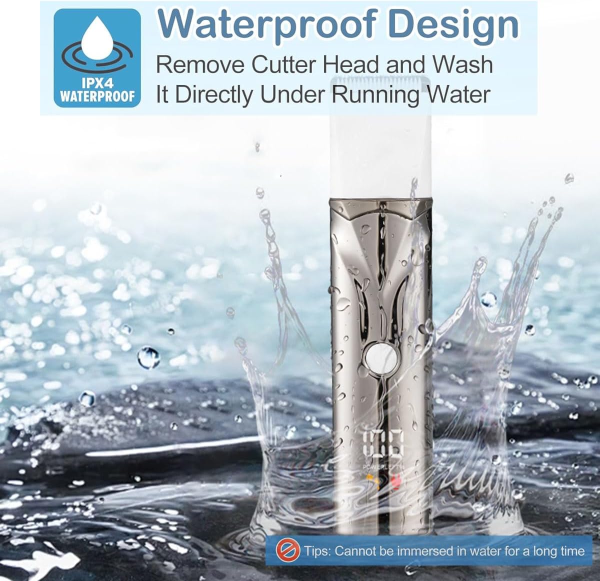 Dog Grooming Kit with LCD Display, 4 in 1 Dog Hair Trimmer for Paw Nail Grinder, Rechargeable Cordless Pet Cat Clippers, Professional Pet Paw Trimmer Nail Grinder Low Noise. Gray