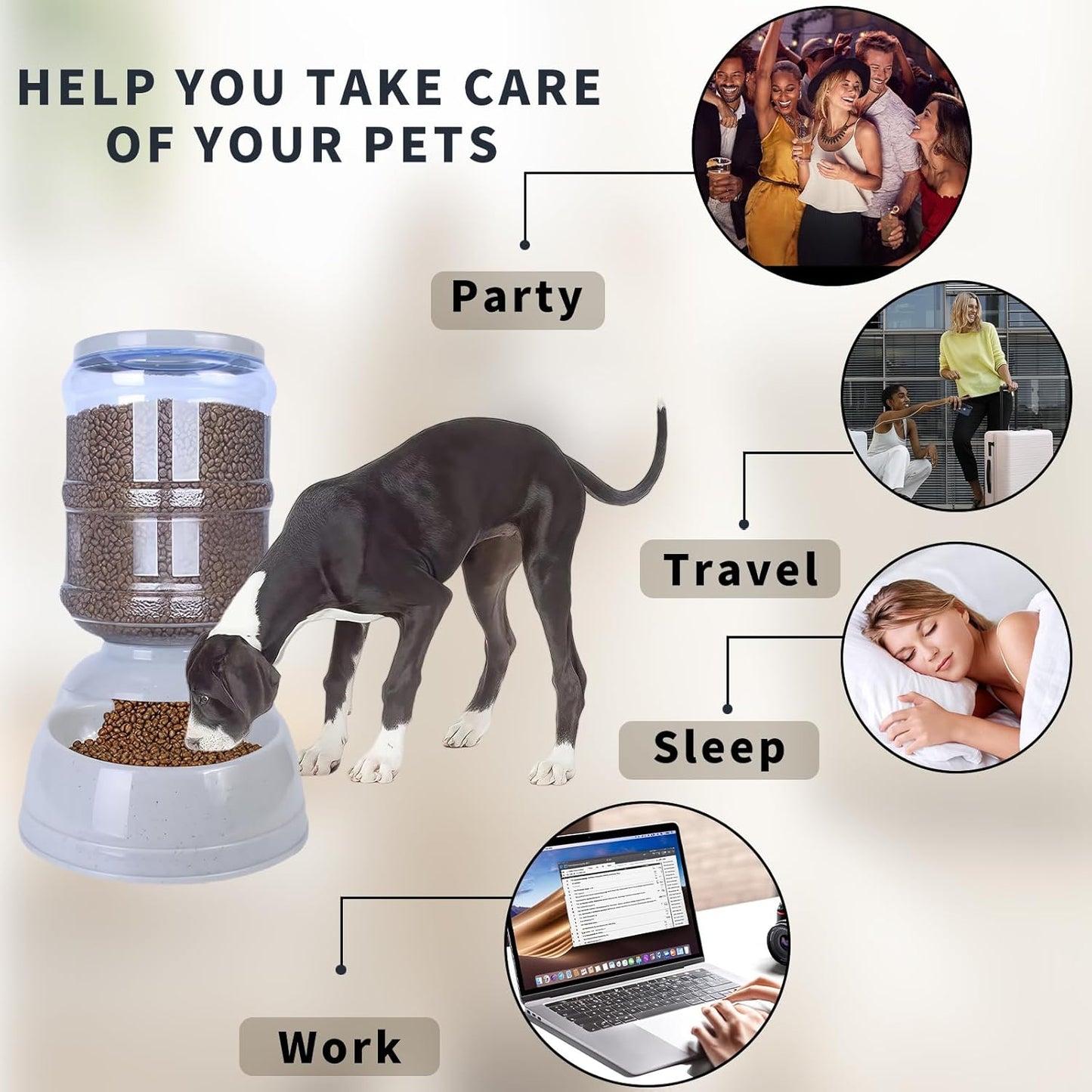 Automatic Dog Feeders,3 Gallon Capacity Gravity Food Dispenser for Large Dogs,Automatic Dog Feeder Large Breed, Pet Feeder Station Food Dispenser