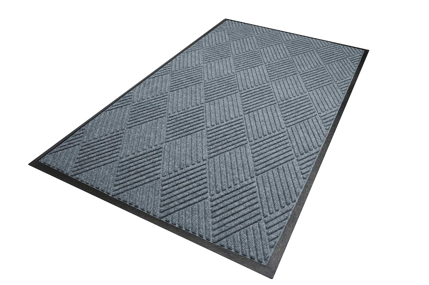 WaterHog Diamond | Commercial-Grade Entrance Mat with Rubber Border – Indoor/Outdoor and Quick Drying Door Mat (Bluestone, 6' x 8.4')