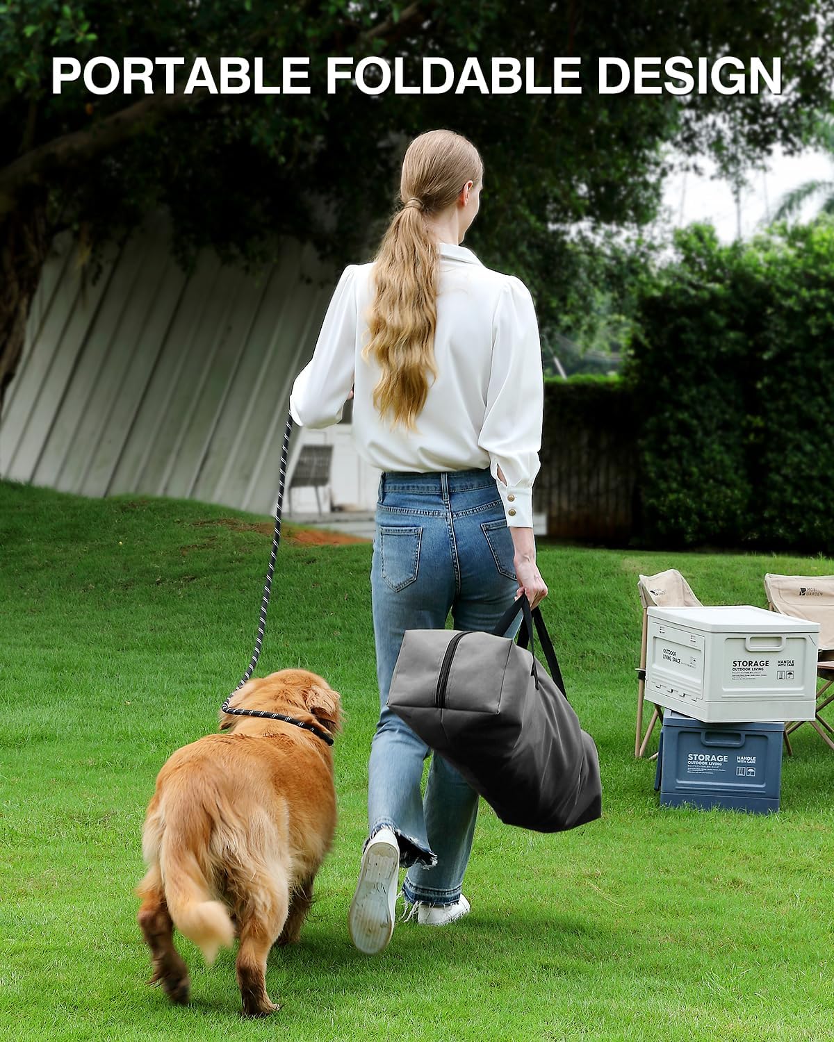 24 Inch Collapsible Travel Dog Crate for Medium Large Dogs, Portable Dog Crate 4-Door Foldable Soft Kennel with Durable Mesh Windows for Indoor & Outdoor Travel, with Storage Bag,Grey
