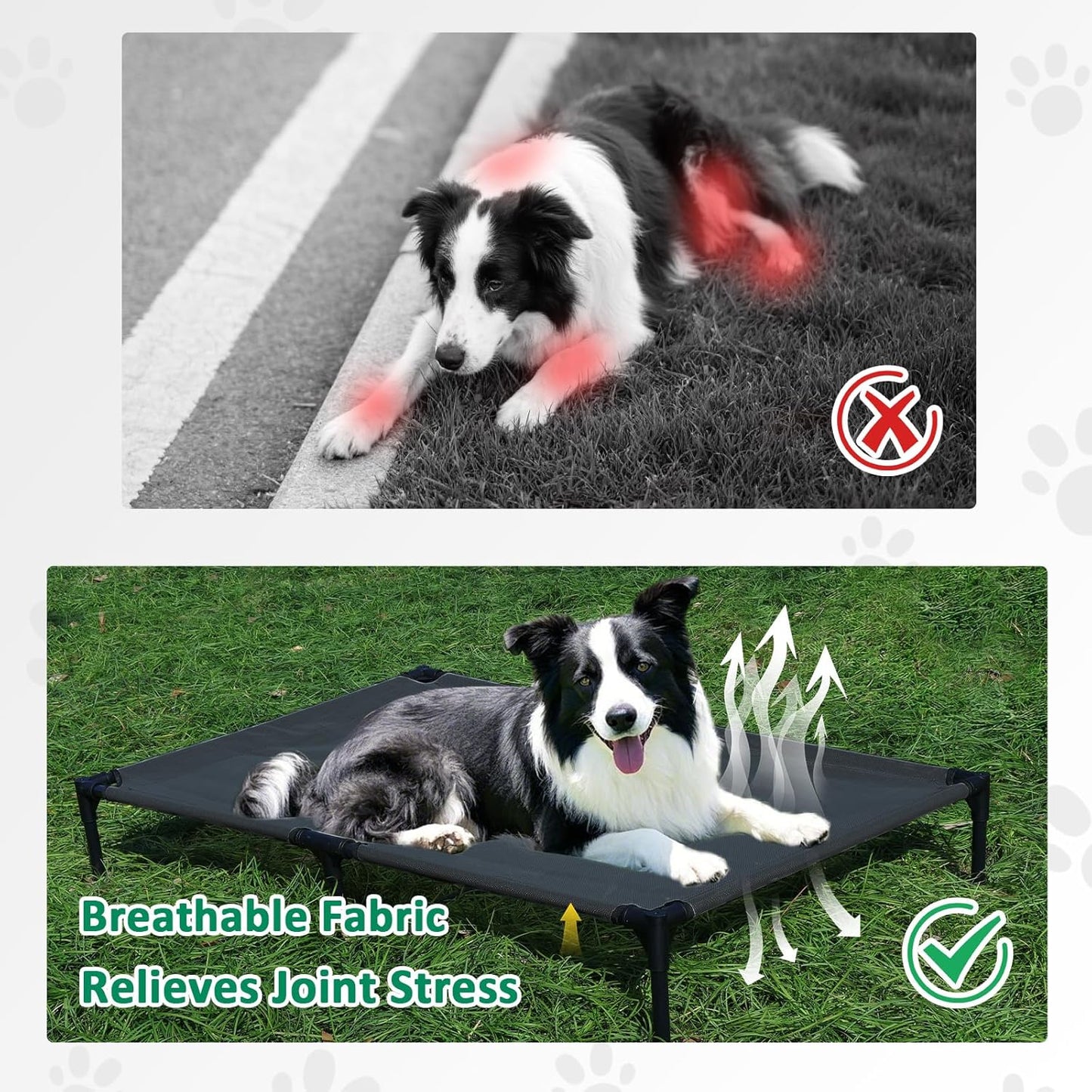 Elevated Dog Beds Large Sized Dogs, Cooling Raised Pet Bed with Frame & Breathable Mesh, Portable Indoor & Outdoor Lifted Dog Hammock Off Ground (L, Black)