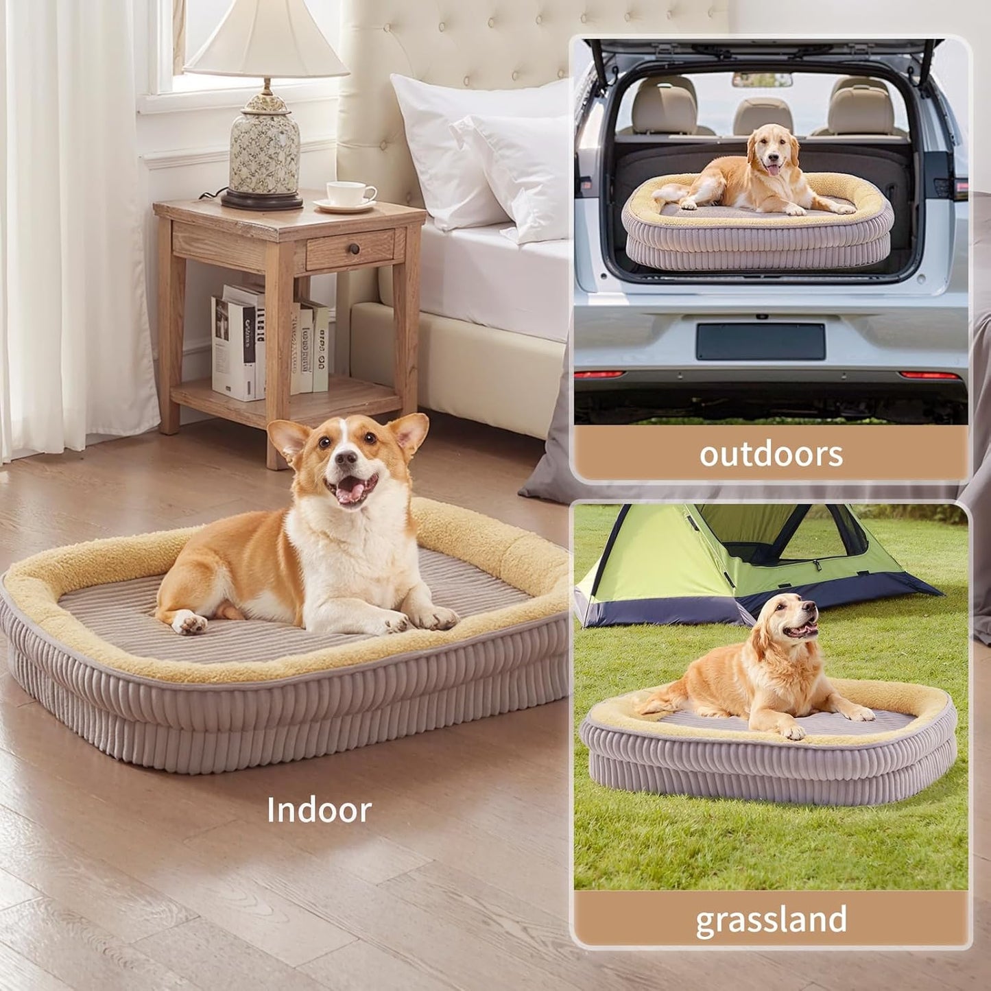 Orthopedic Dog Bed for Medium, Large Dogs Breeds, High Density Egg Crate Foam Dog Sofa Beds with Four Sided Bolster,Oval Kennel Bed, Pet Couch Bed,Removable Washable Cover& Non-Slip Bottom