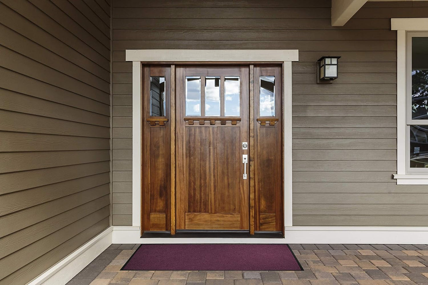 WaterHog Diamond | Commercial-Grade Entrance Mat with Rubber Border – Indoor/Outdoor, Quick Drying, Stain Resistant Door Mat (Medium Brown, 3' x 8')