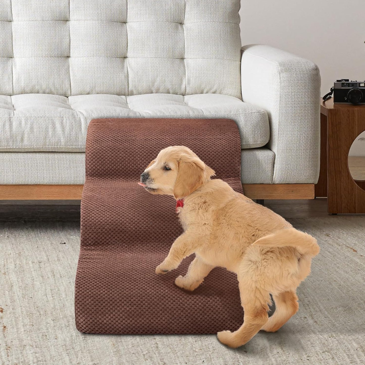 Dog Stairs for Small Dogs - High Density Foam Pet Steps, Extra Wide Dog Ramp with Non-Slip Bottom for High Beds, Couch and Sofa, Best for Dogs Injured, Older Doggy Cats