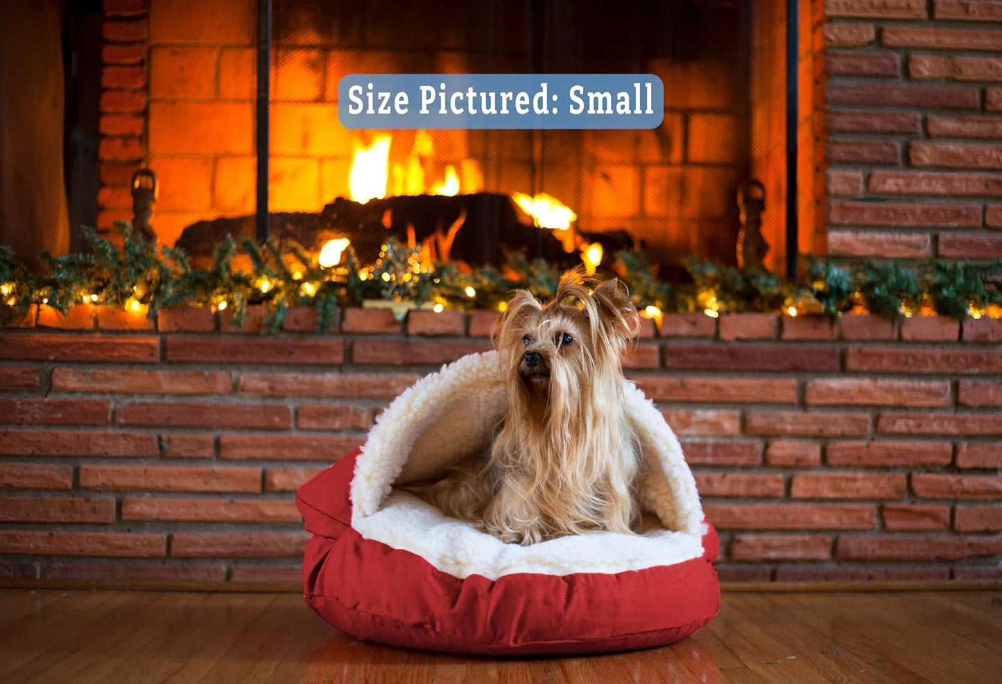 Snoozer Classic Poly-Cotton Cozy Cave Pet Bed, Extra Large, Red