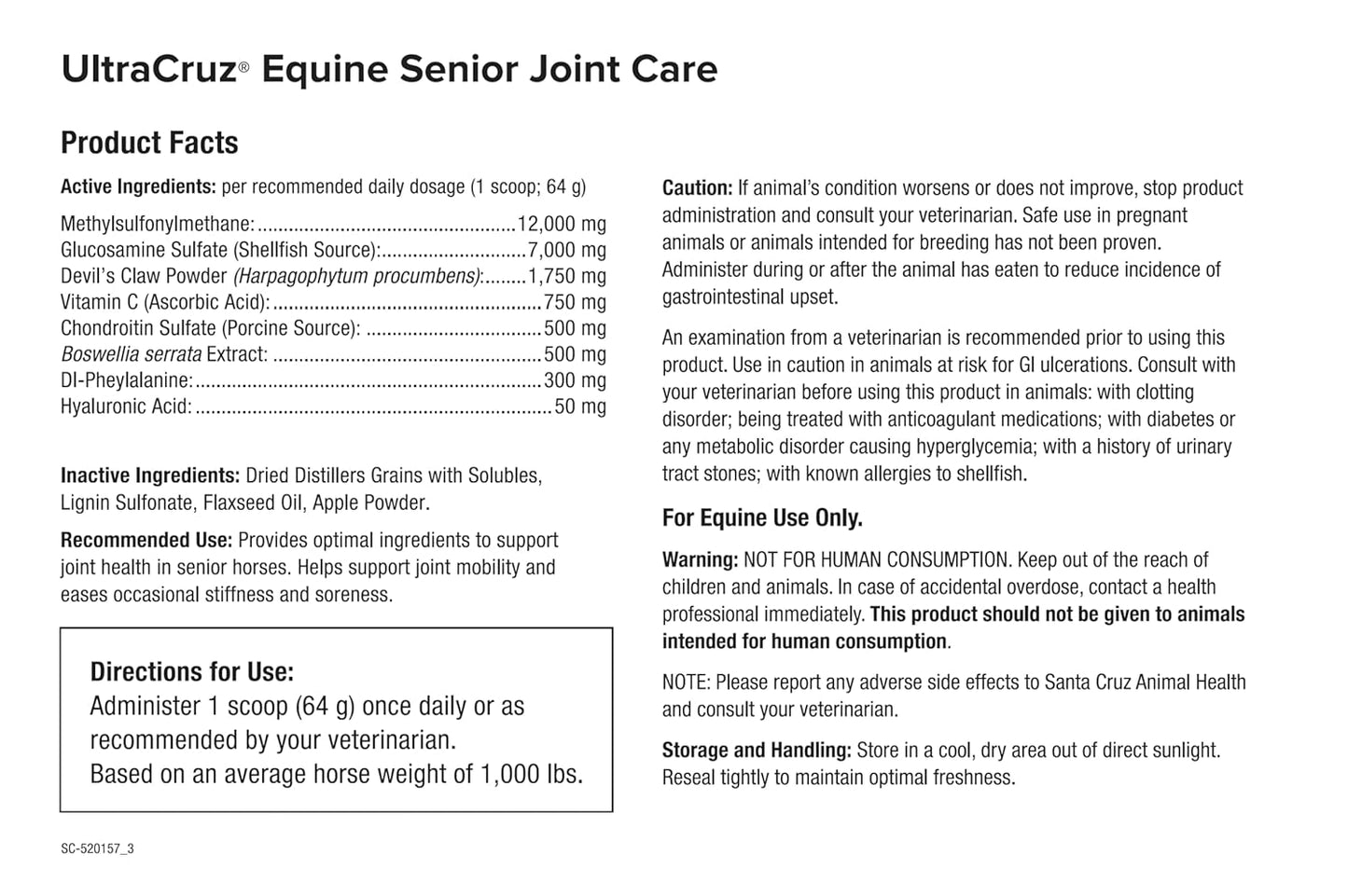 UltraCruz® Equine Senior Joint Care for Horses, 10 lb, pellets