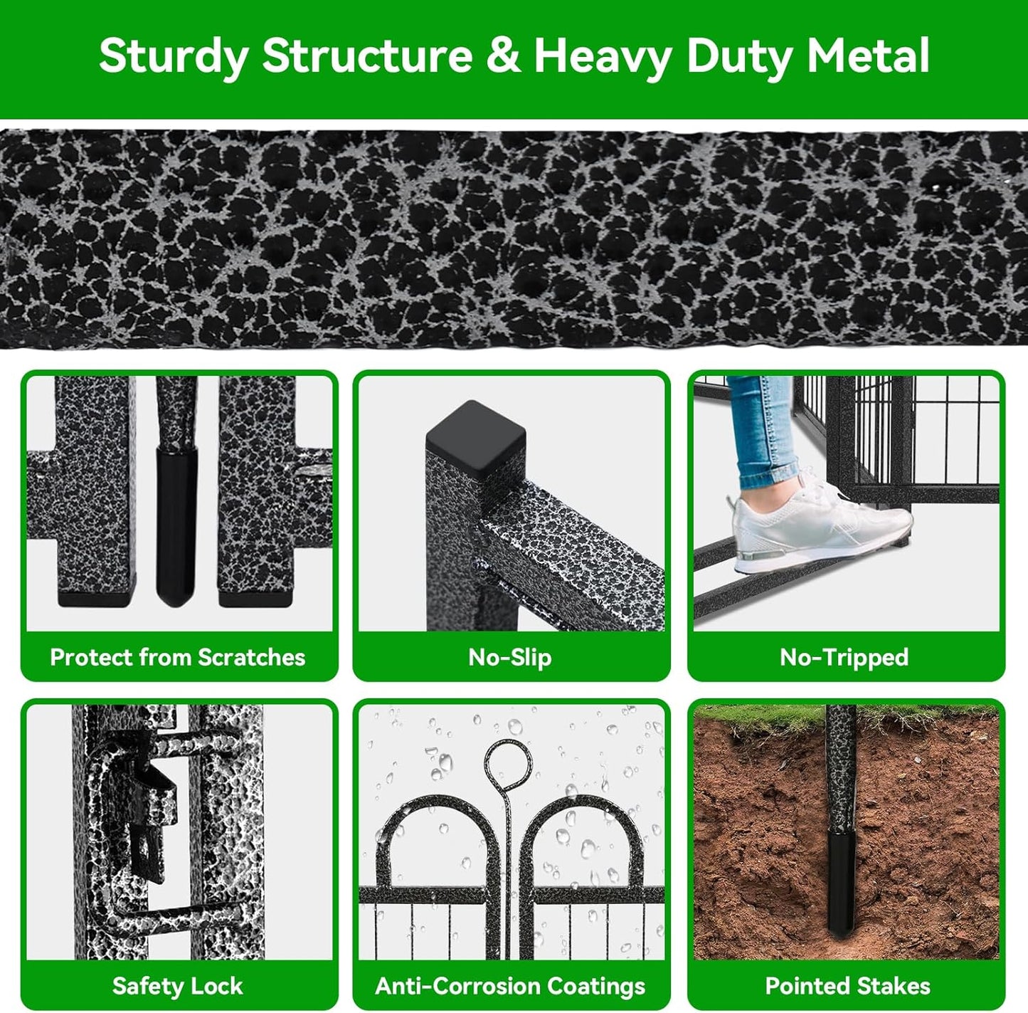 Dog Playpen Outdoor 24 Panels Heavy Duty Dog Fence 32" Height Anti-Rust with Doors Portable for RV Camping Yard, Total 54FT, 227 Sq.ft, Snowy Black