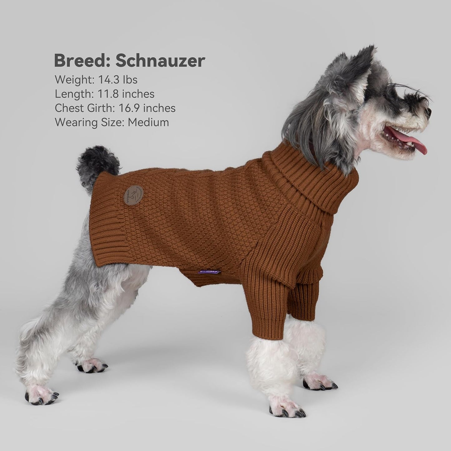cyeollo Warm Small Dog Sweater, Knit Cold Weather Doggy Sweaters for Small Dogs Boy Pullover Winter Dog Clothes with Turtleneck for Indoor & Outdoor Wear, Brown M