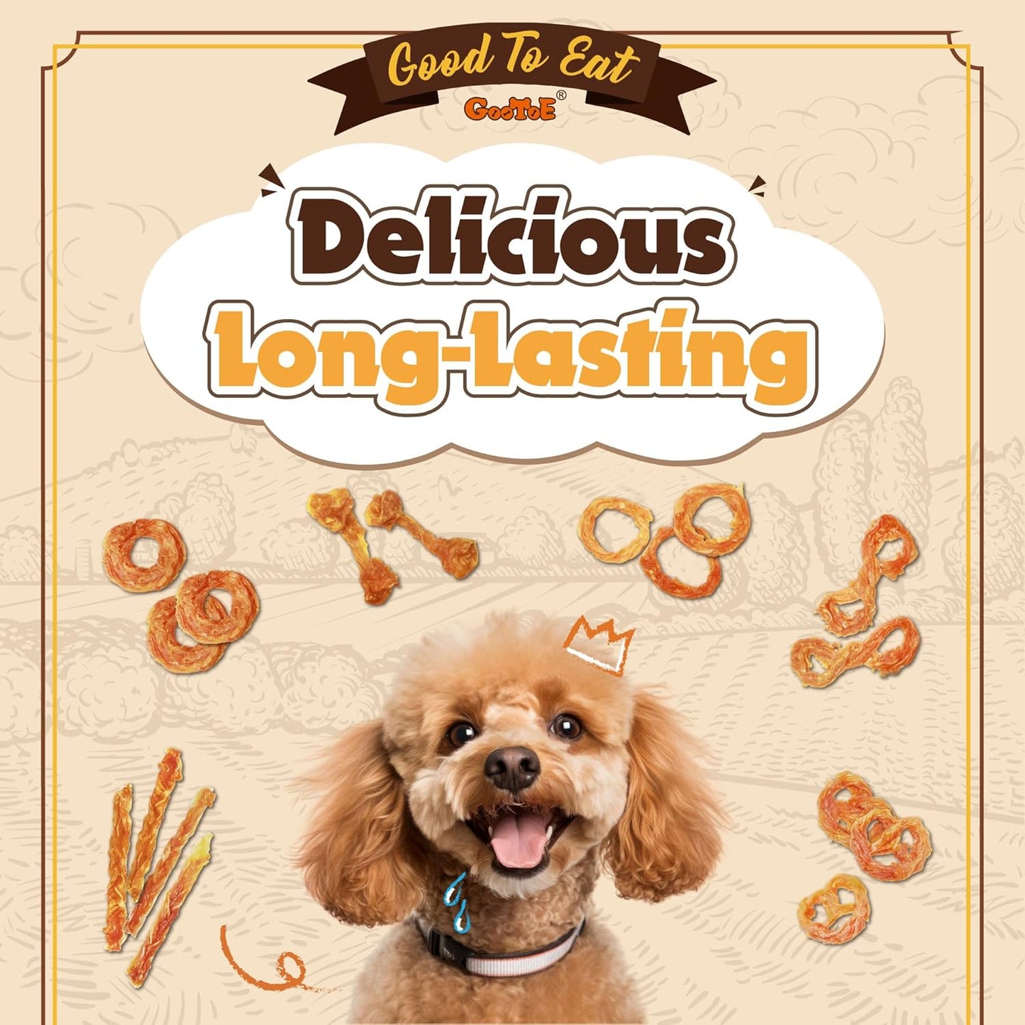 Gootoe Turkey Tendons for Dogs – All-Natural, Hypoallergenic Dog Treats, Rawhide Alternative, Long Lasting Puppy Chews, Healthy Dog Treats for Small Breeds, Ring, 16 oz Pack (1 lb)