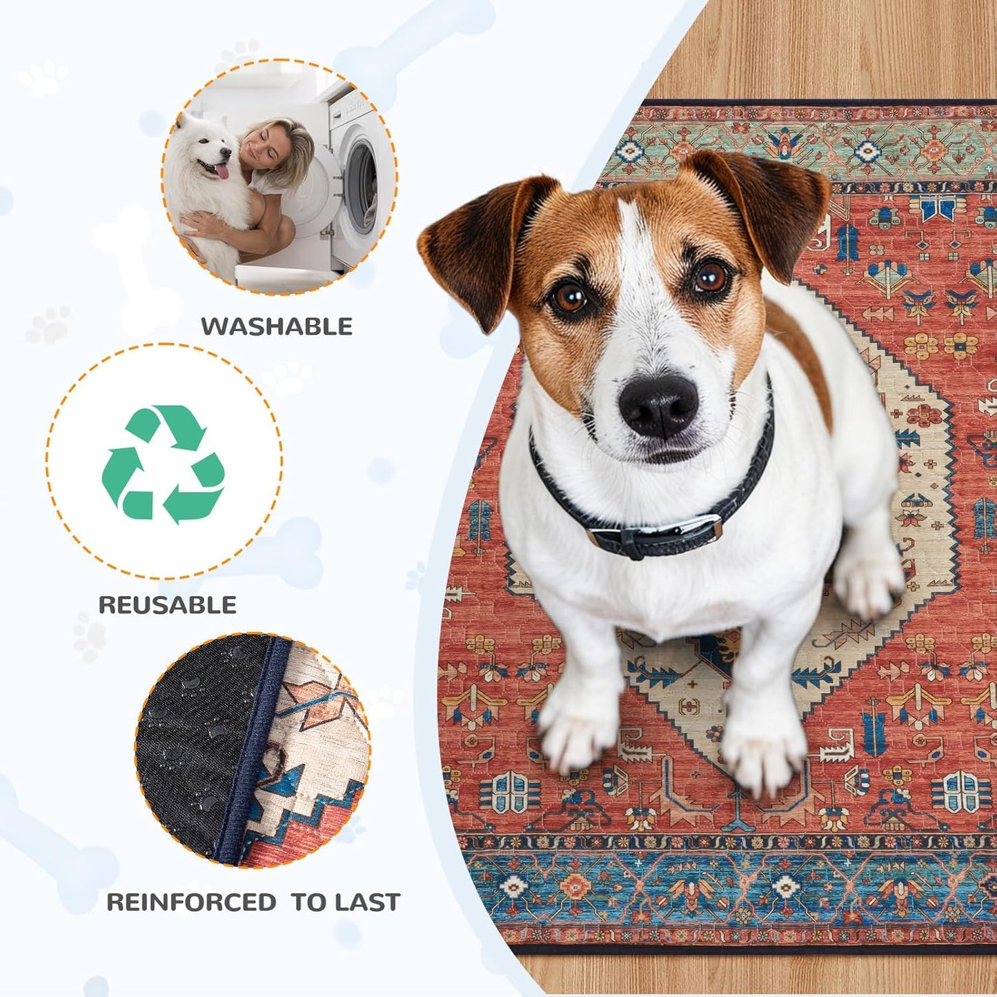 Lahome Reusable Washable Puppy Pads - 2 Pack Super Absorbent & Waterproof Dog Training Mats for Potty, Crate and Floor - Leakproof Pee Pads with Non-Slip Backing (Red, 36"x48")