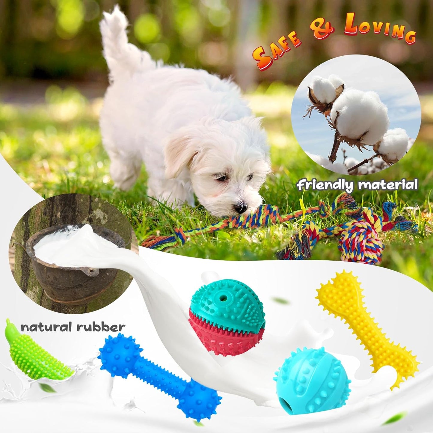 KIPRITII Puppy Teething Chew Toys -25 Pack Dog Chew Toys with Rope Toys, Dog Treat Balls & Squeaky Toy for Puppy and Small Dogs