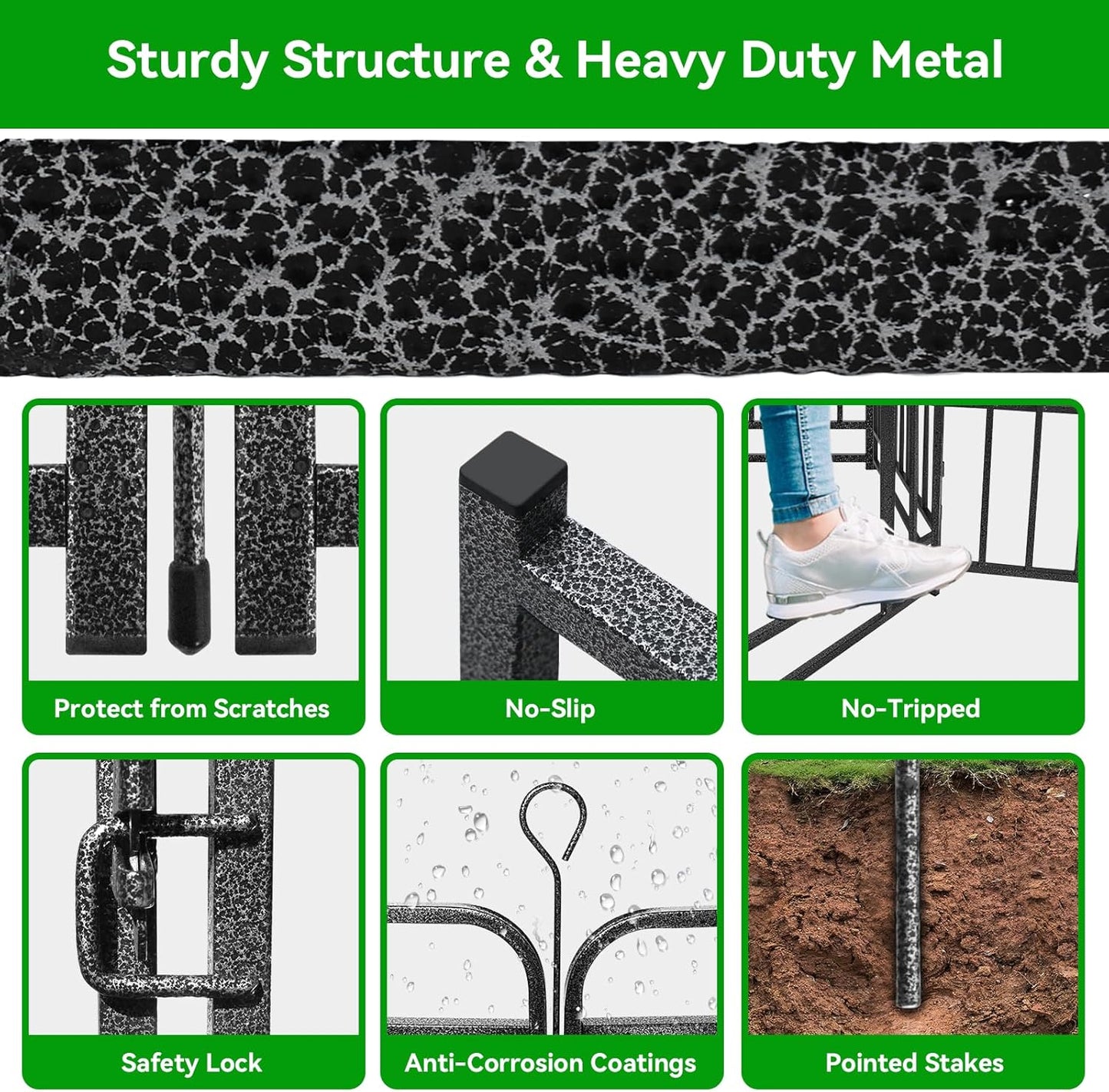 Dog Playpen Outdoor 8 Panels Heavy Duty Dog Fence 47" Height with Thick Pipe Anti-Rust with Doors Portable for RV Camping Yard, Total 18FT, 25 Sq.ft, Snowy Black