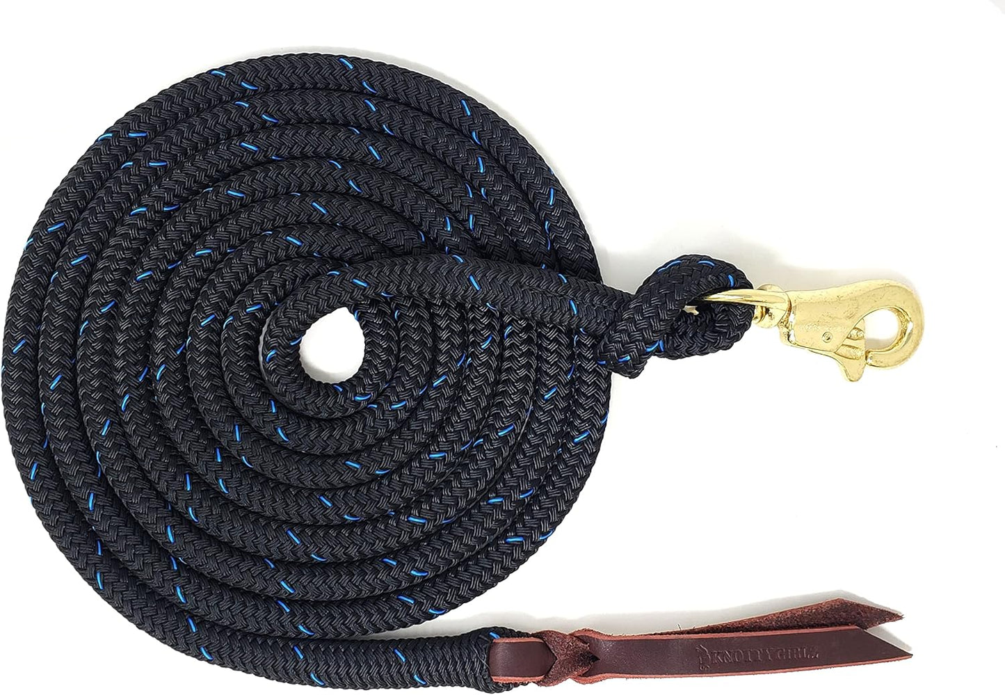 Premium 1/2" Samson Eq Braid Yacht Natural Horse Training Lead Rope with Brass Trigger Bull Snap Available in 12ft, 14ft, and 16ft. Lengths
