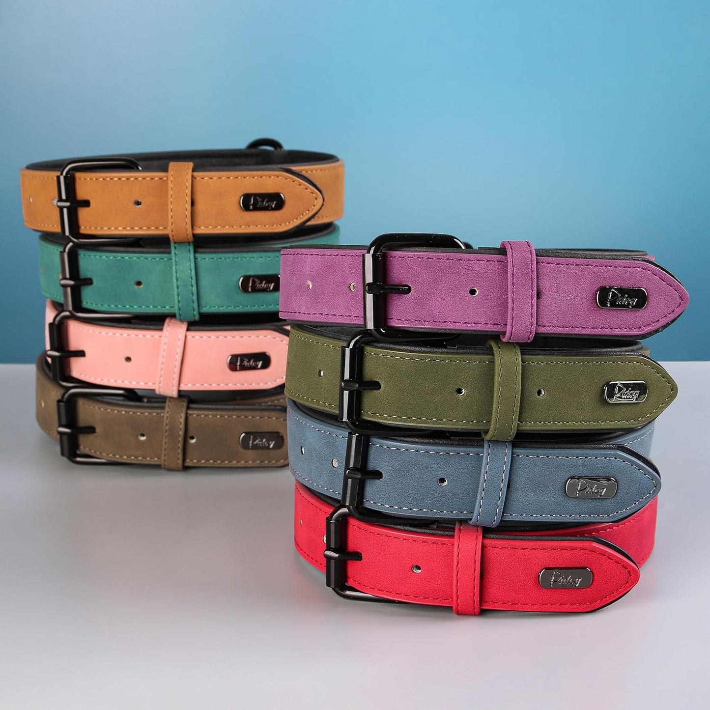 Didog Soft Padded PU Leather Dog Collar, Breathable and Adjustable Dog Collars for Small Dogs, Comfortable for Daily Walk, Brown, M Fit Neck 12-15"(13-22 lbs)