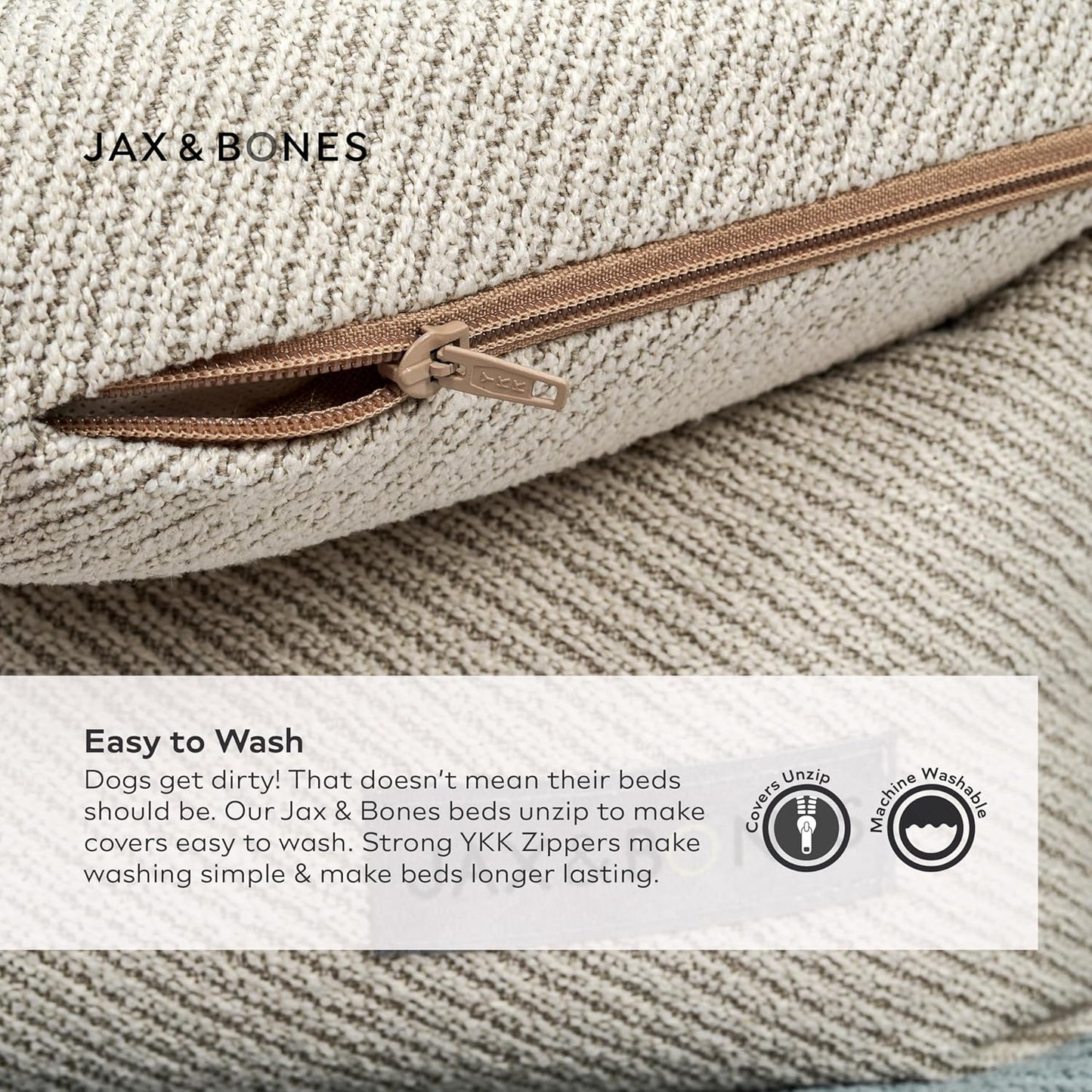 Jax & Bones Dog Napper - Luna Grey Machine Washable Bed for Dogs - Extra Heavy Duty Bolstered Sides - Large Grey Dog Mat | 40 x 32 Inches