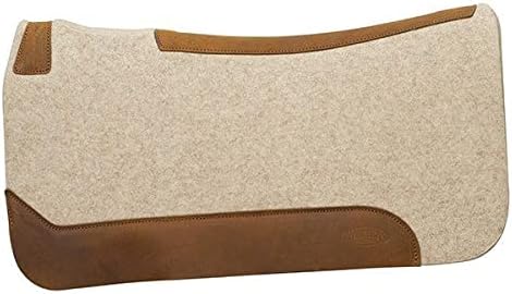 Weaver Equine 33" x 32" Contoured Wool Blend Felt Horse Saddle Pad, Shock Absorbing Western Saddle Pad for Protection, Durable Equine Supplies, ‎Tan