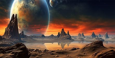 72X16IN Cosmic Aquarium Background, Cool Parallel Space Themed Fish Tank Background, Tropical Desert Terrarium Background with 8 EVA Double-Sided Tape