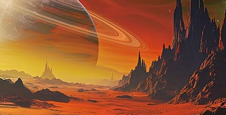 Cosmic Mars Aquarium Background,Galaxy Cool Parallel Space Themed Fish Tank Background, Tropical Desert Terrarium Background 48X18IN with 8 EVA Double-Sided Tape