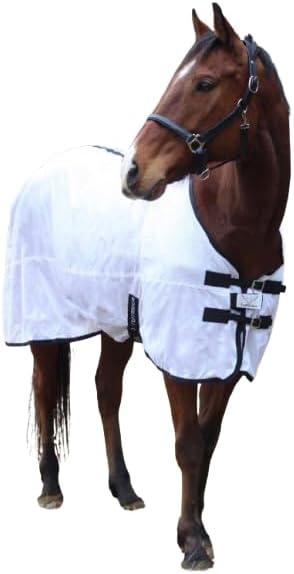 TuffRider Comfy Mesh Fly Sheet | UV Protection Horse Sheet, Standard Neck, 130 Grams Breathable Polyester Mesh - White - 48