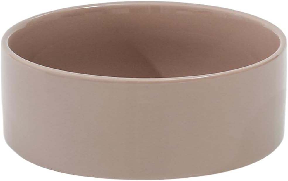Ceramic 7.3inch Dog Bowl, Food and Water Bowl for Medium Breed Dog, Pet Feeder for Replacement (Single Bowl, Brown Coffee)