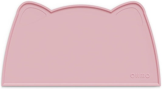 OHMO - Cat Food Mat, Silicone Pet Feeding Mat for Floor Non-Skid Waterproof Dog Water Bowl Tray, Easy to Clean Pet Placemat (Pink, 20 * 12'')