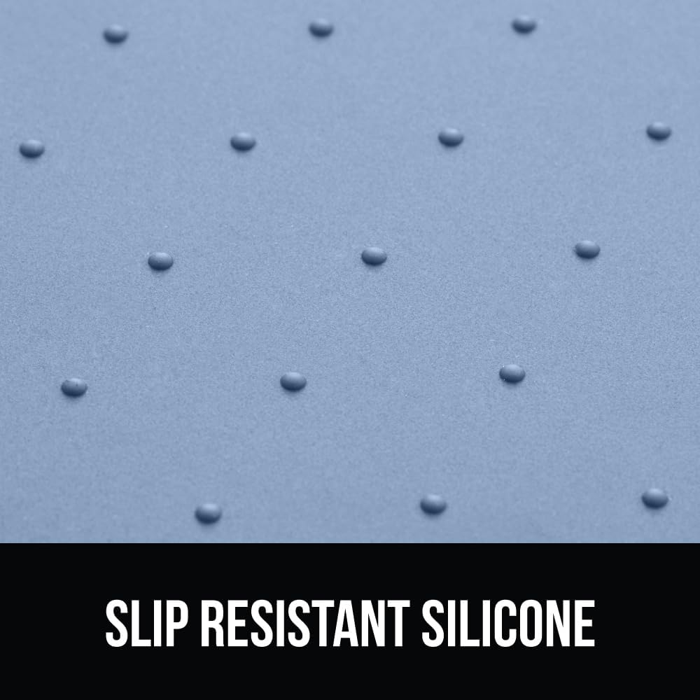 GORILLA GRIP 100% Waterproof Raised Edge BPA Free Silicone Pet Feeding Mat, Dog Cat Food Mats Contain Spills Protects Floors, Placemats for Cats and Dogs Water Bowl, Pets Accessories 23x15 Blue